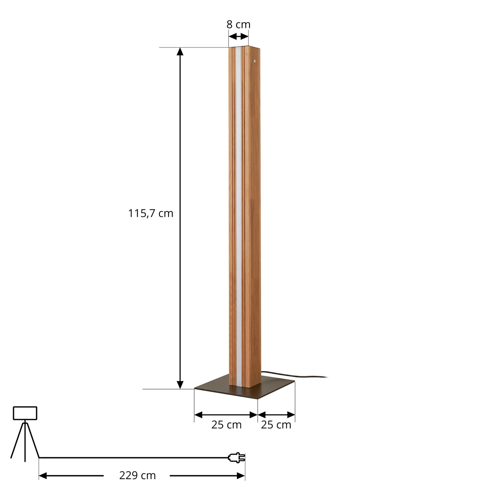 Lieske LED vloerlamp, eikenhout, dimbaar, zwart - Lucande Lieske LED vloerlamp, eikenhout, dimbaar, zwart - Lucande