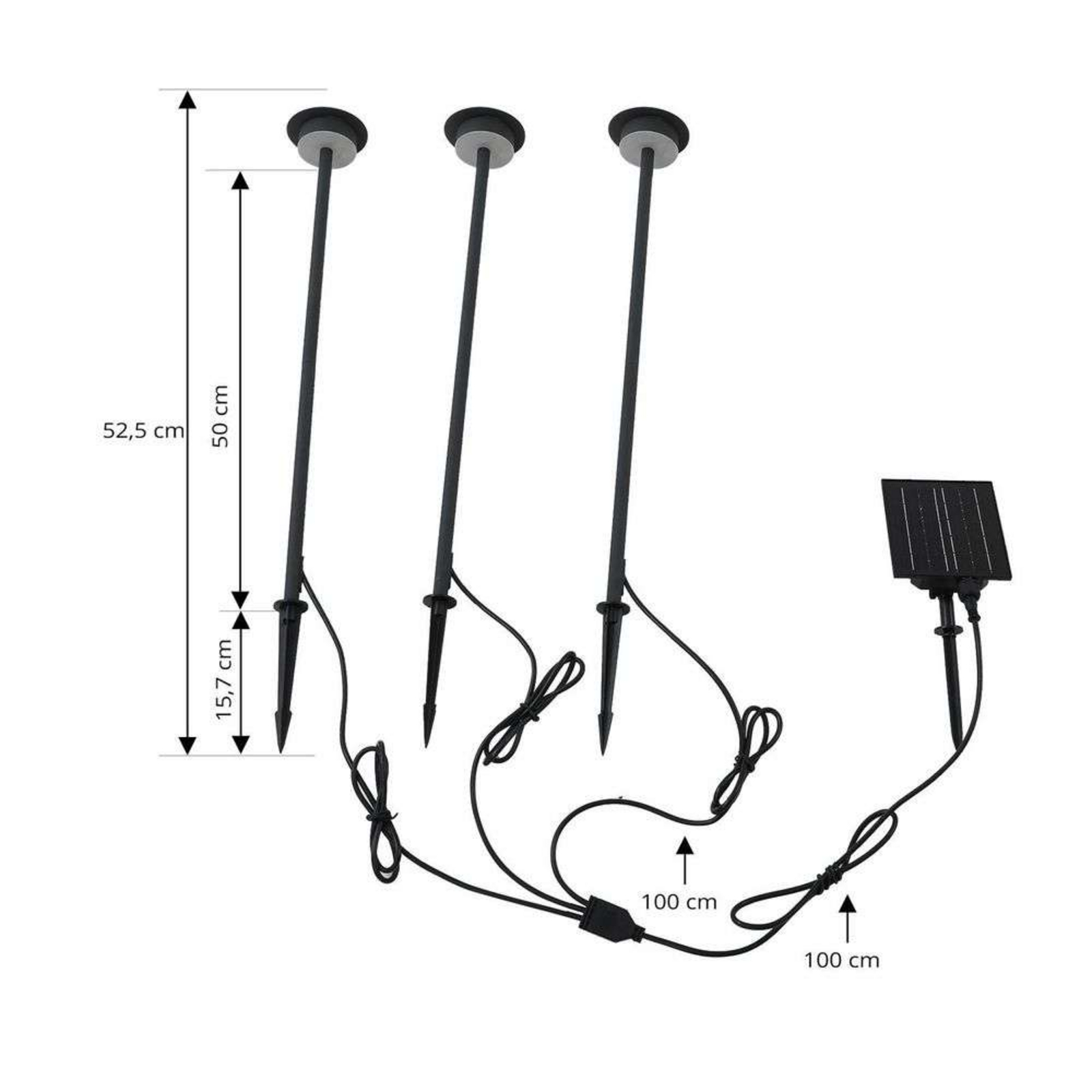 Lyris Lampa se solárním článkem w/Zemní hrot 3 pcs. Černá - Lindby