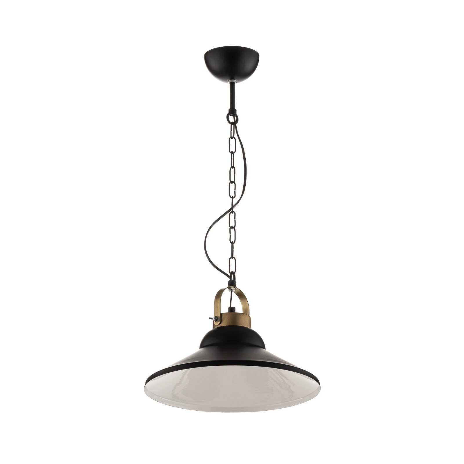Lampă suspendată Iron, negru/alb/alamă antică