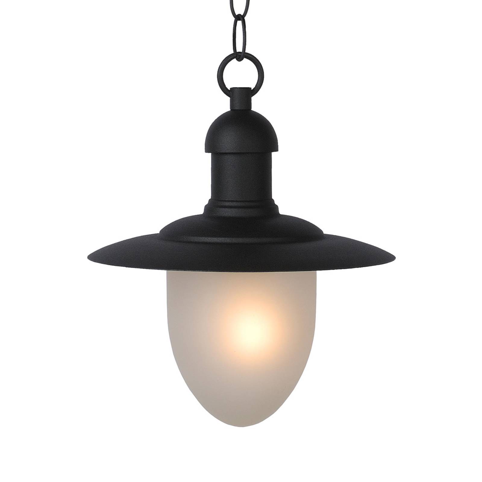 Lucide Outdoor hanging light Cottage, black, metal, glass, E27, 60 W
