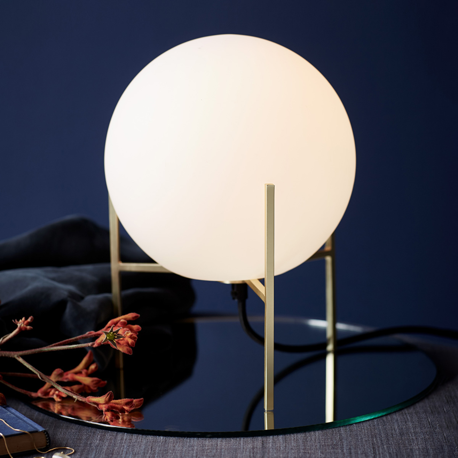 Nordlux Alton table lamp with white glass lampshade, for Living / Dining Room, glass, metal, E14, 15 W, energy efficiency: A++, H: 29 cm