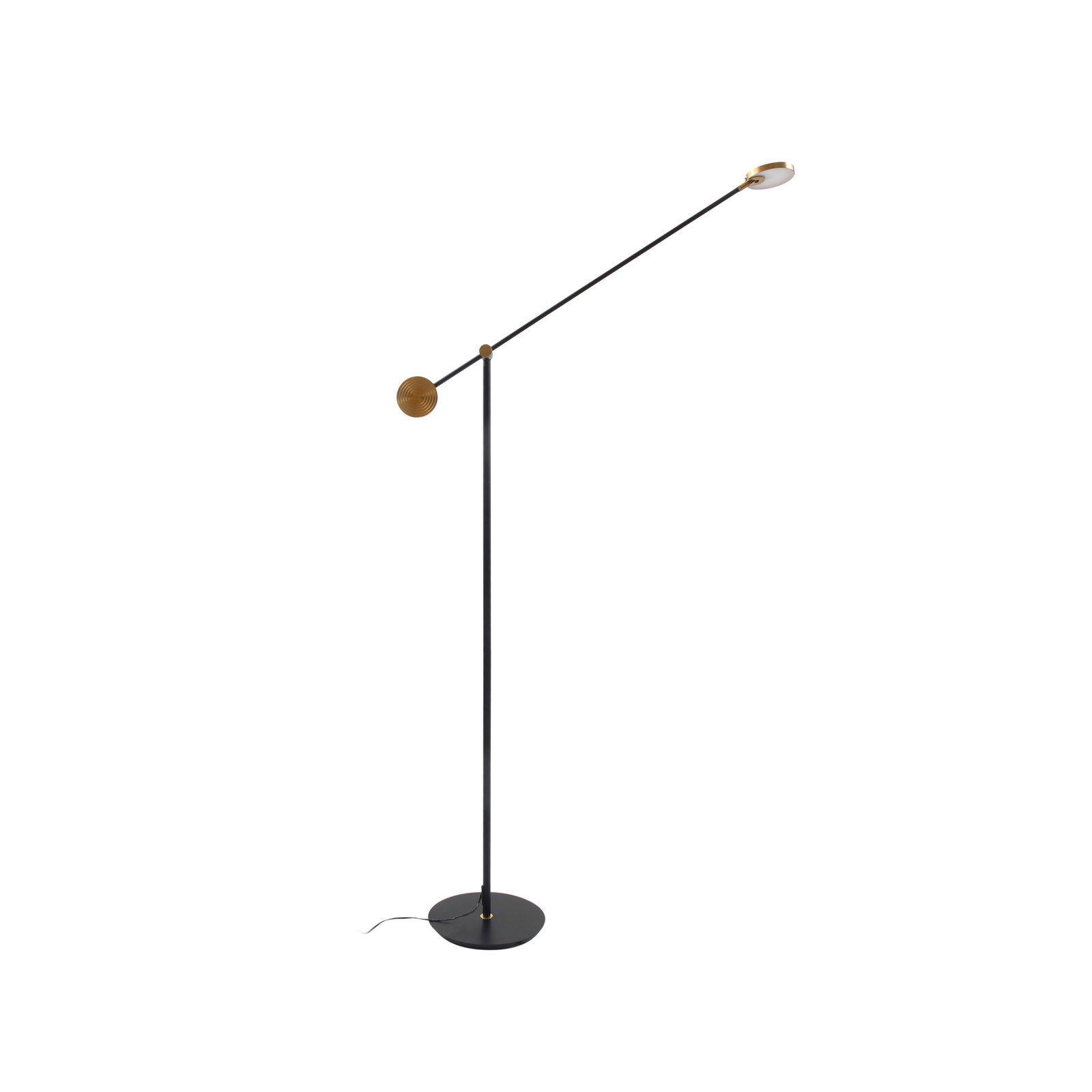 Lucande lámpara de pie LED Adomas, negro/oro, hierro, atenuable
