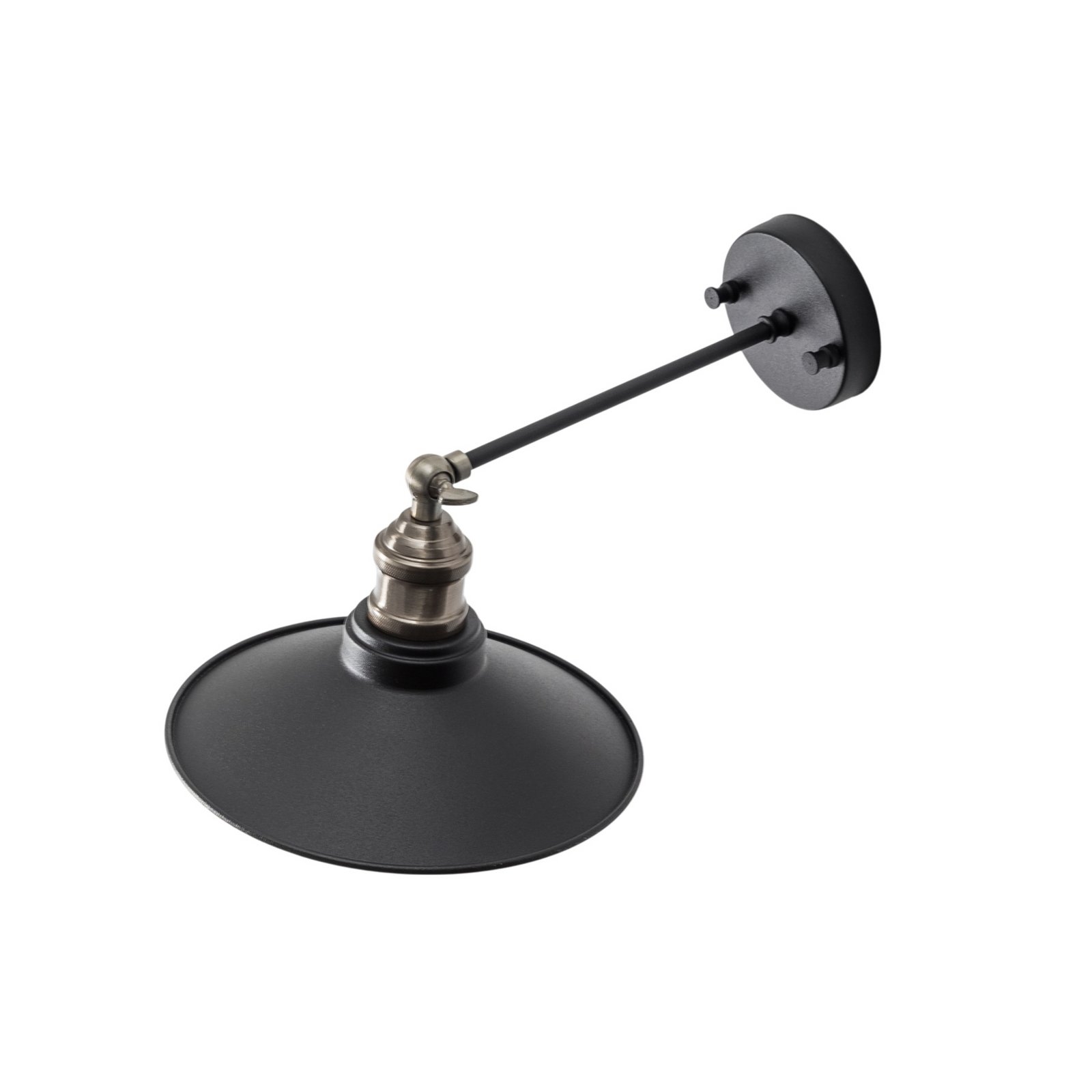 Aplique de pared Saglam, negro/dorado, cónica, altura 20 cm, E27