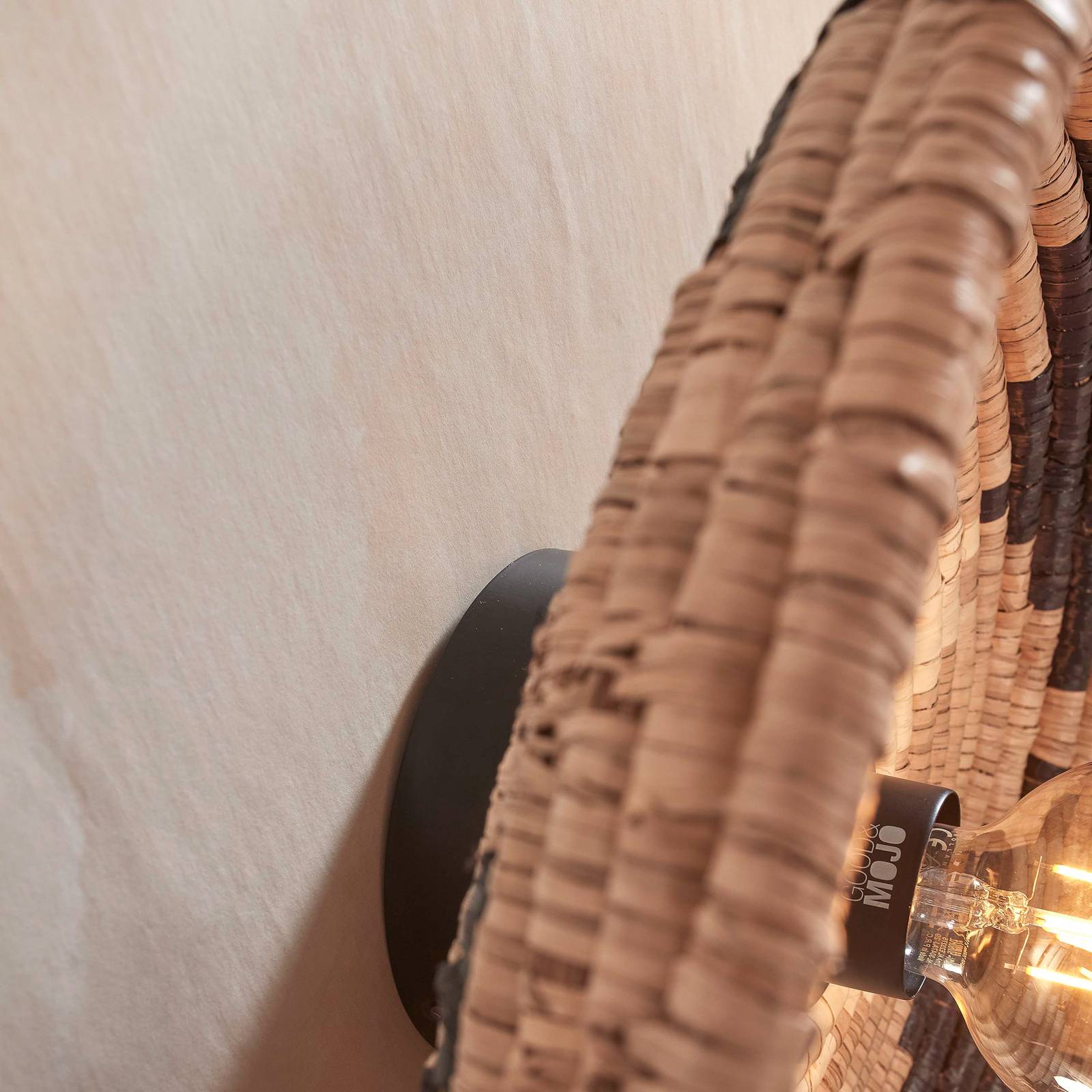 Lampa sufitowa Good & Mojo Andros, czarny/naturalny/biały, Ø 45 cm