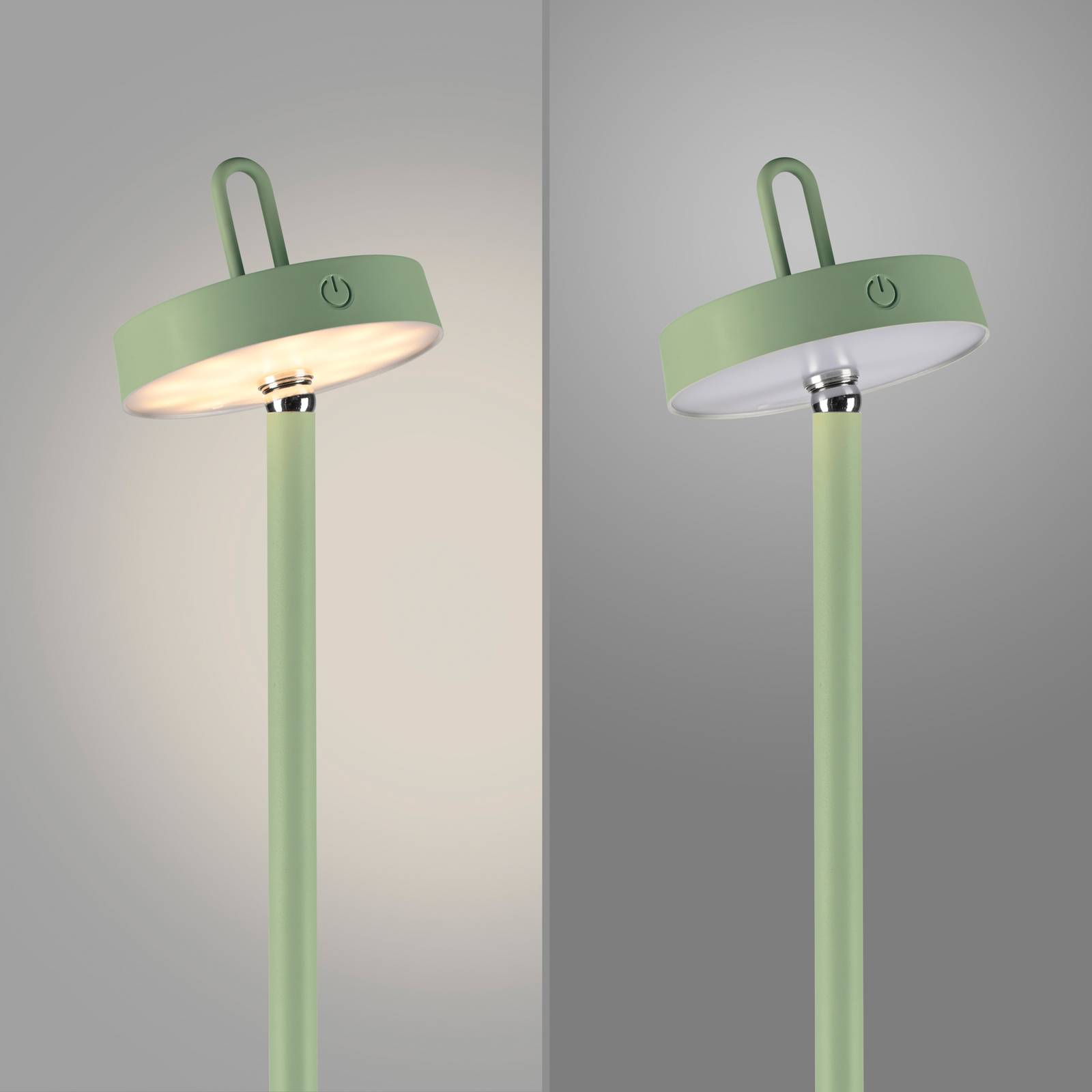 JUST LIGHT. Akumulatorowa lampa stojąca LED Amag, zielona, żelazo, IP44