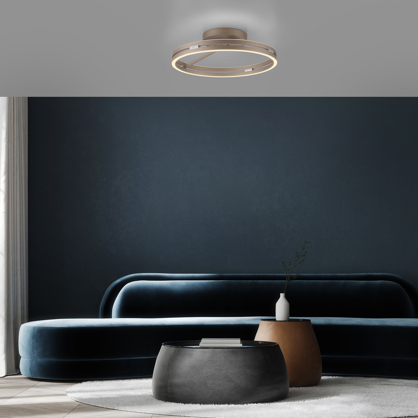 Plafón LED PURE Loop color bronce, metal Ø 60 cm CCT