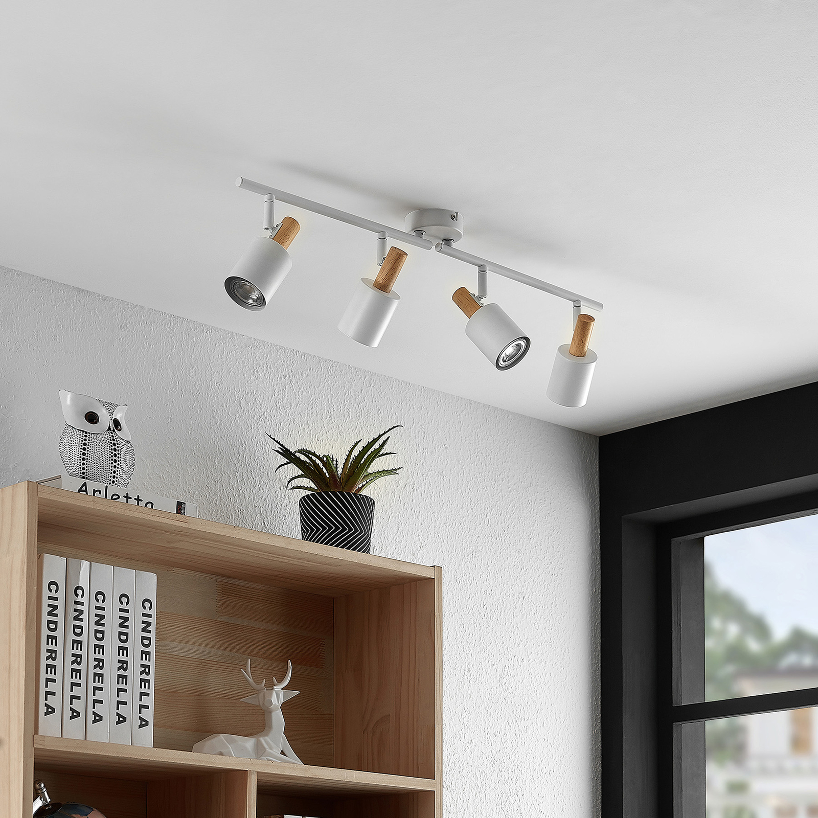 Lindby Junes ceiling spotlight, four-bulb, white