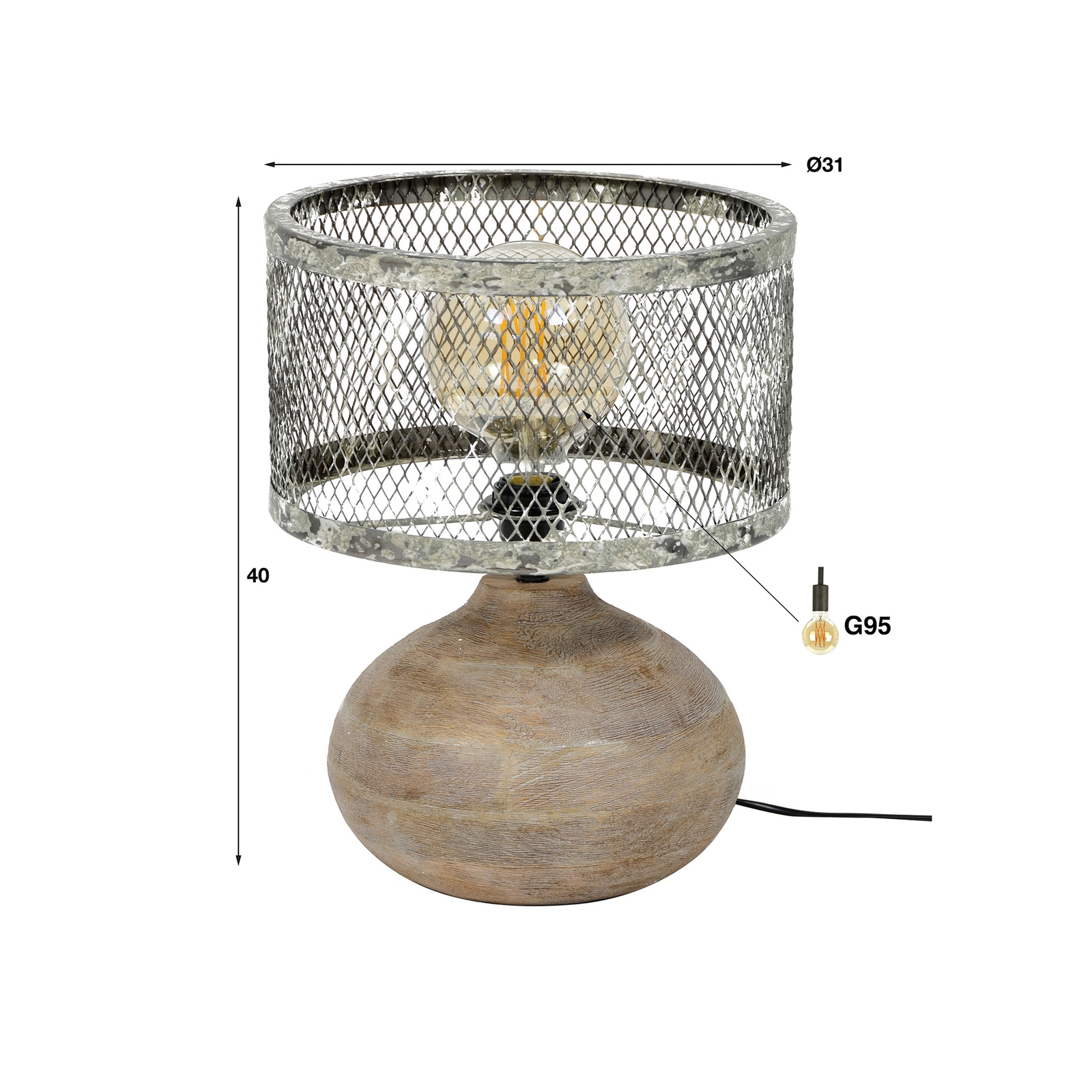 Theraminster asztali lámpa, 40 cm magas, egy izzós