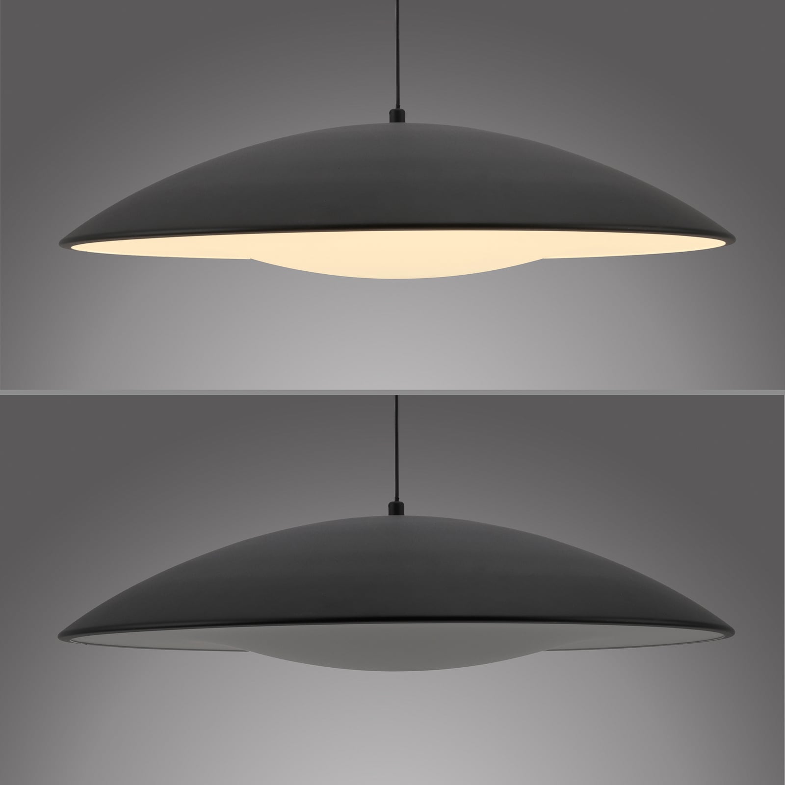 LED viseća svjetiljka LENTE, crna, Ø 50 cm, metal, s prigušivačem