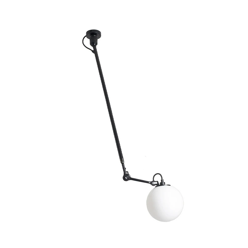 Lampe Gras - 302 L Plafonnier Ø250 Noir/Opale Verre