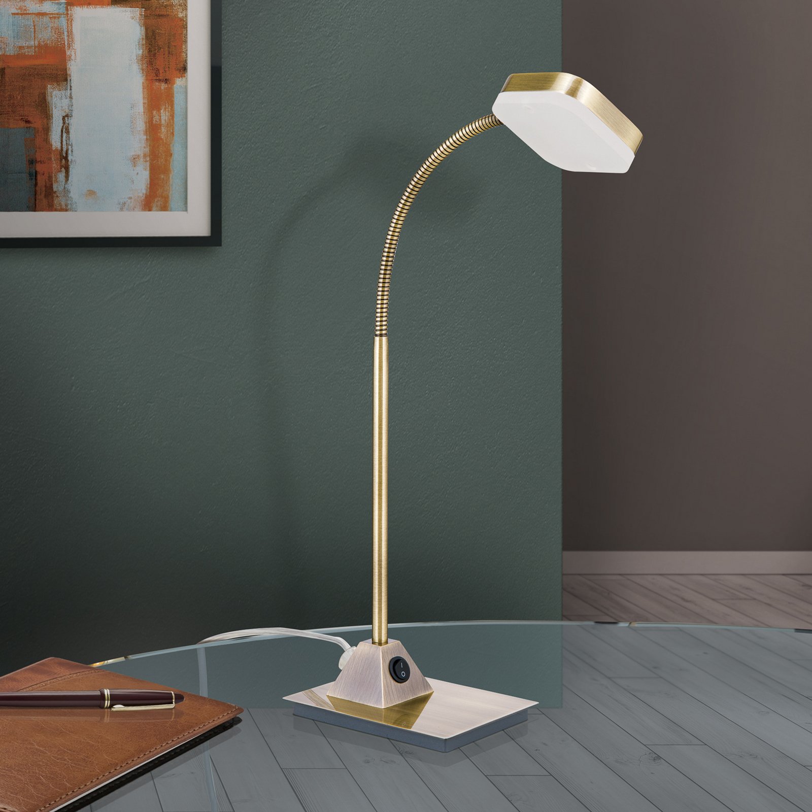 Tobias LED Table Light Flexible Old Brass