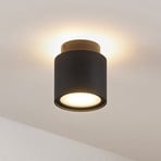 Arcchio Walisa ceiling lamp, Ø 10 cm, black, diffuser, GU10