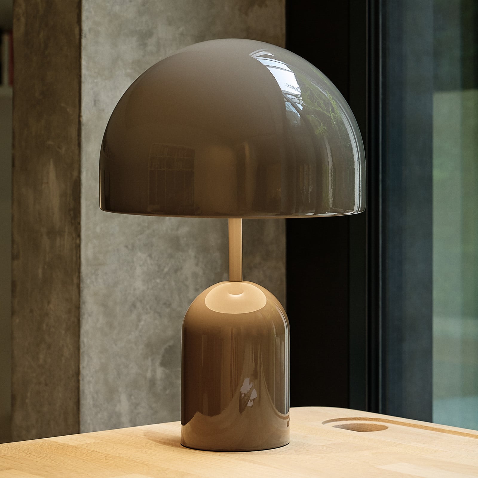 Bell bordlampe H42,5 Taupe Tom Dixon - Stue - Design - Metal - Med skærm