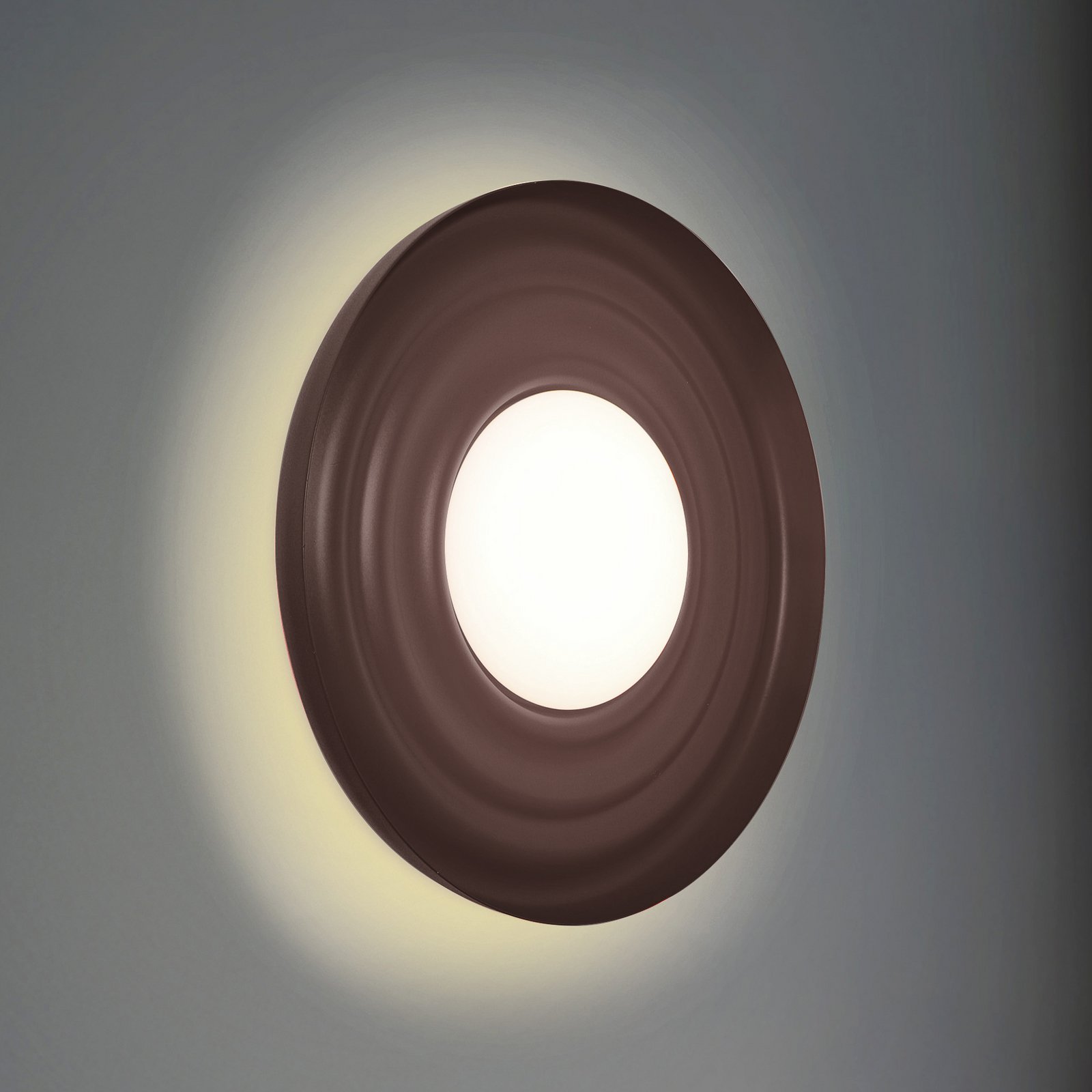 Lindby LED wandlamp Waves, metaal, bruin, rond, Ø 43 cm