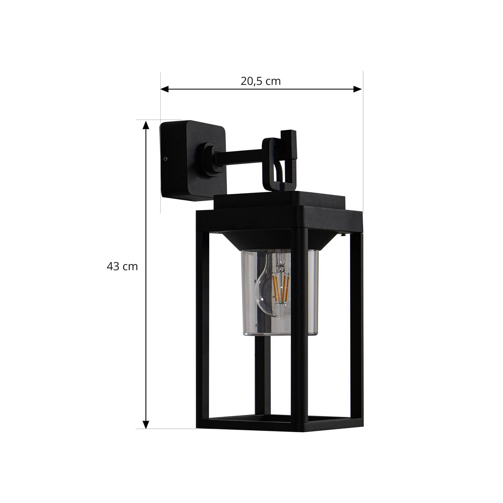 Lucande Milanka kinkiet zewnętrzny, czarny, aluminium, 43 cm