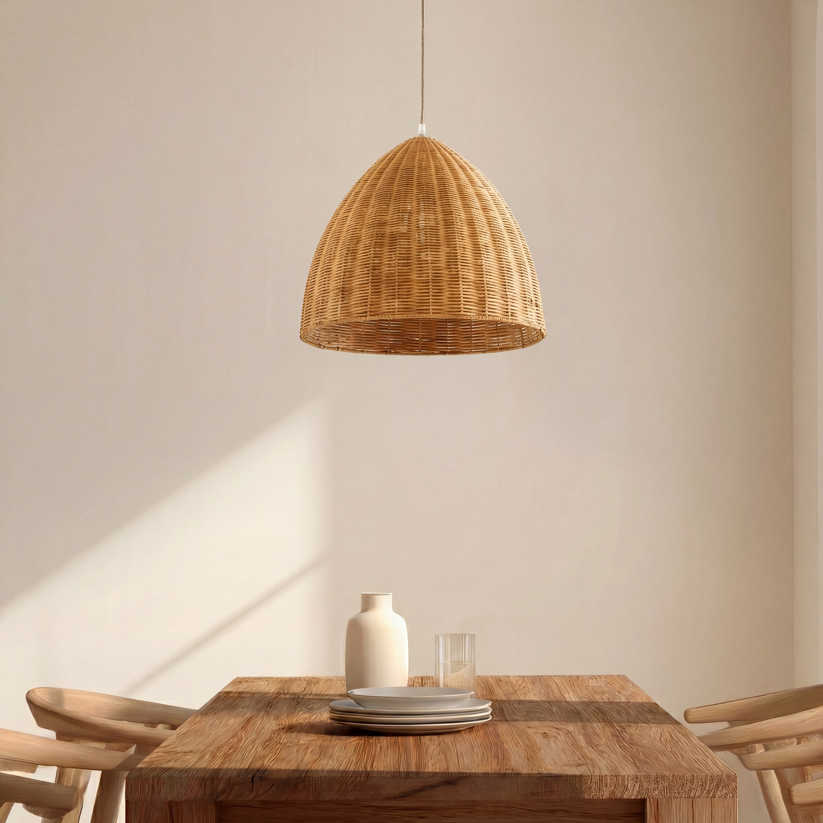 Suspension Lindby Laverne, Ø 40 cm, rotin, E27 Suspension Lindby Laverne, Ø 40 cm, rotin, E27