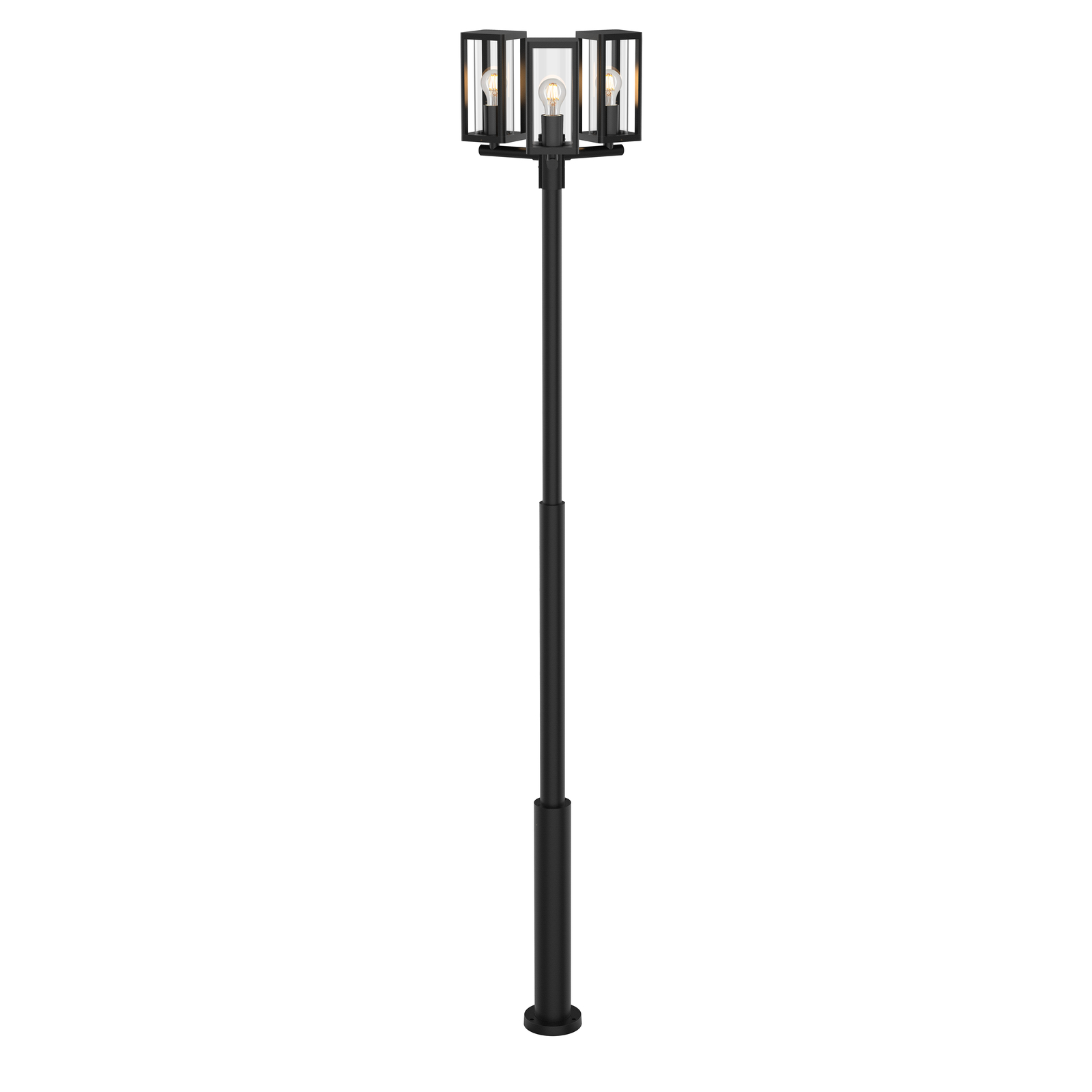 Lucande lámpara de exterior Siveta, 240 cm, 3 luces, negro, aluminio