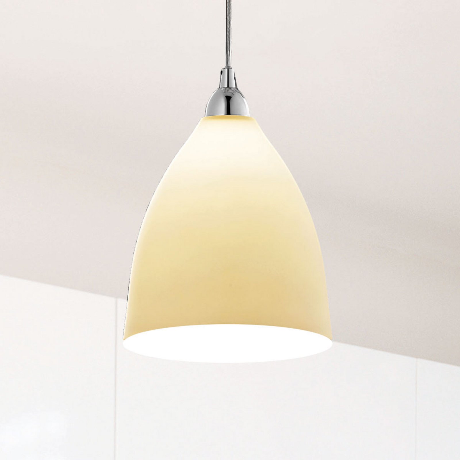 Fabas Luce Glass pendant light PROVENZA 20 cm amber, for Living / Dining Room, metal, glass, E27, 75 W, energy efficiency: A++, H: 21 cm