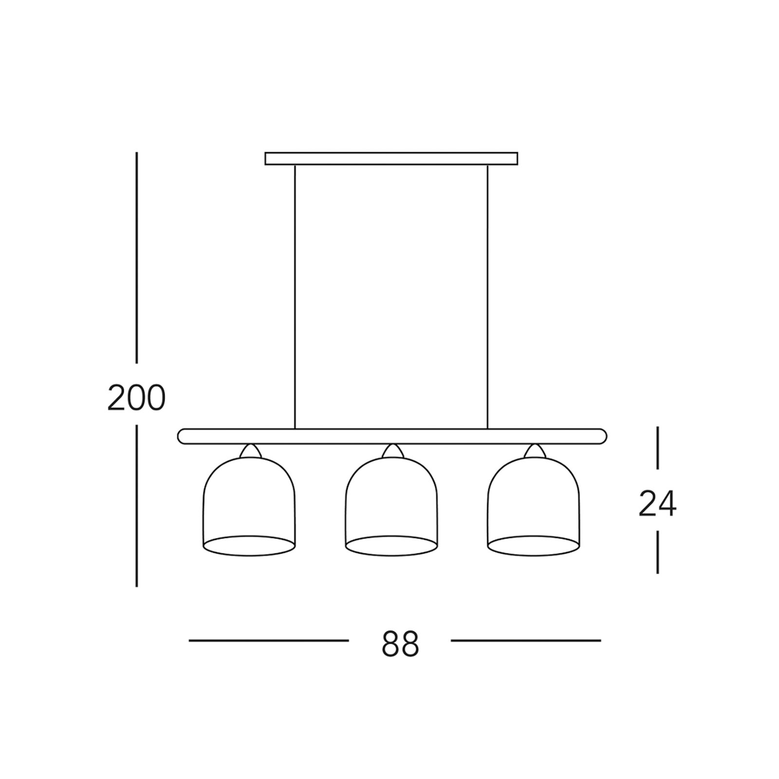 Candeeiro suspenso Kolarz Chalet, comprimento 88 cm, branco/castanho, 3