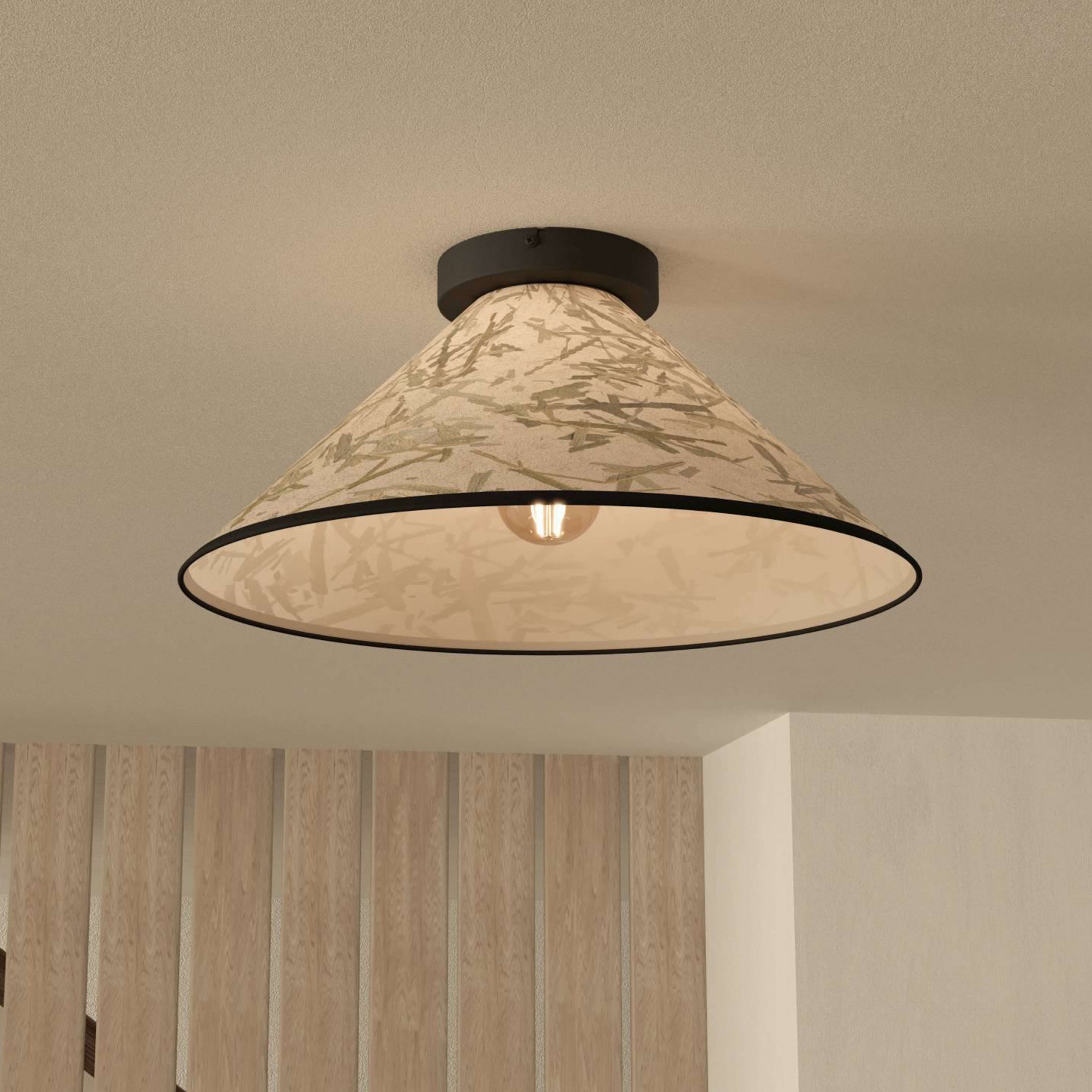 Plafonnier Oxpark, Ø 42 cm, vert/blanc/noir, tissu