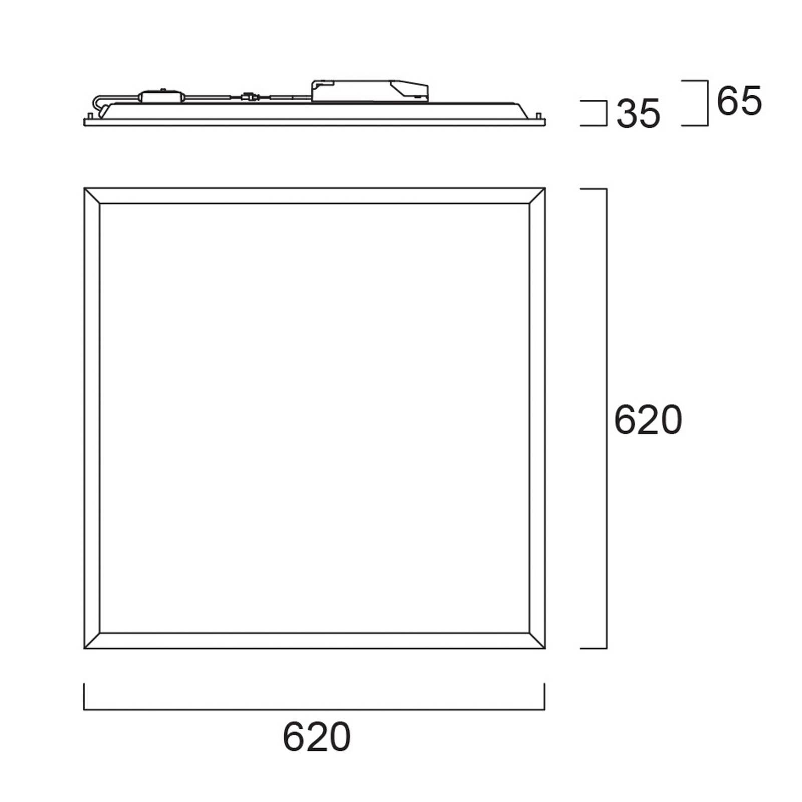 LED-indbyggelsespanel START, hvid, 62 x 62 cm, DALI, CCT, 33 W, UGR19