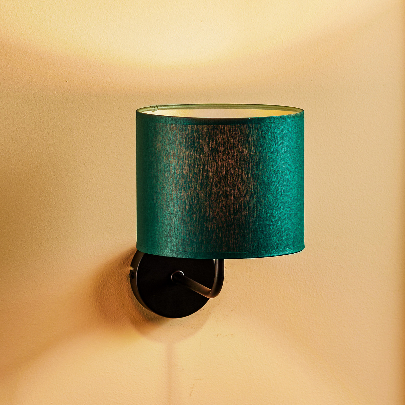 Wandlamp Soho, cilindervormig, groen/goud