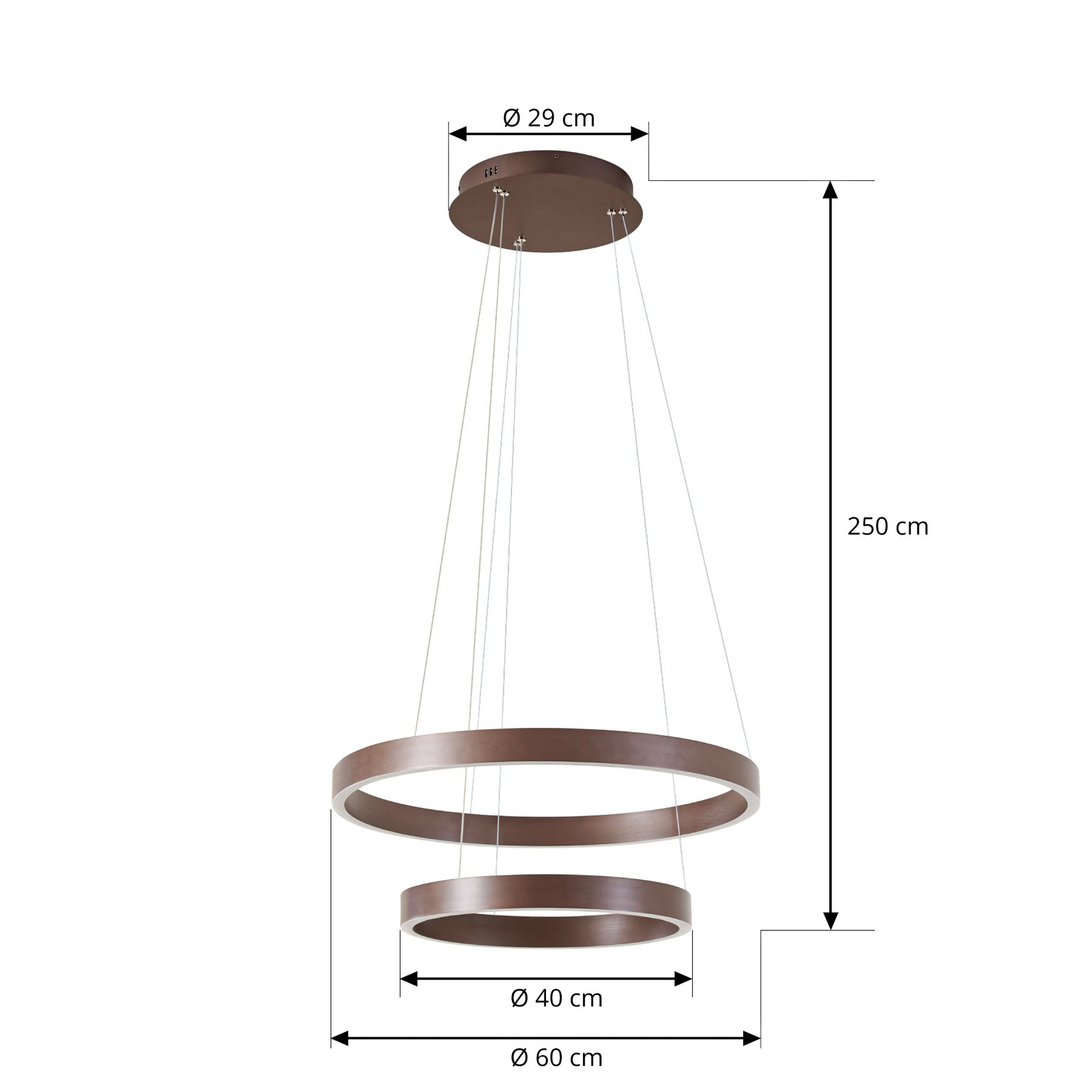 Lucande LED Pendant lamp Yonam, 2-flg., coffee