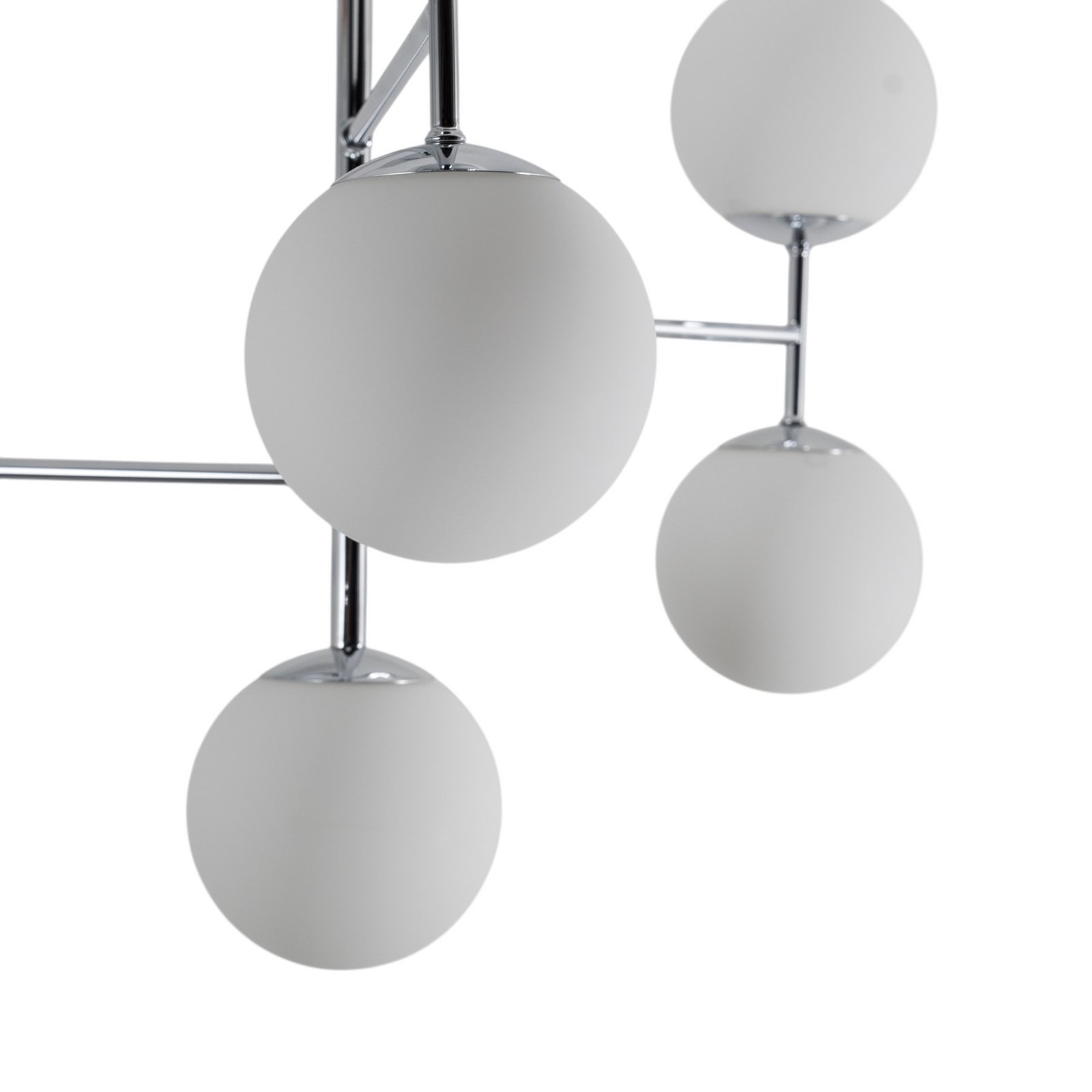 Deckenlampe Korek, chrom/weiß, Glas, 75 cm, 7-flg., E14