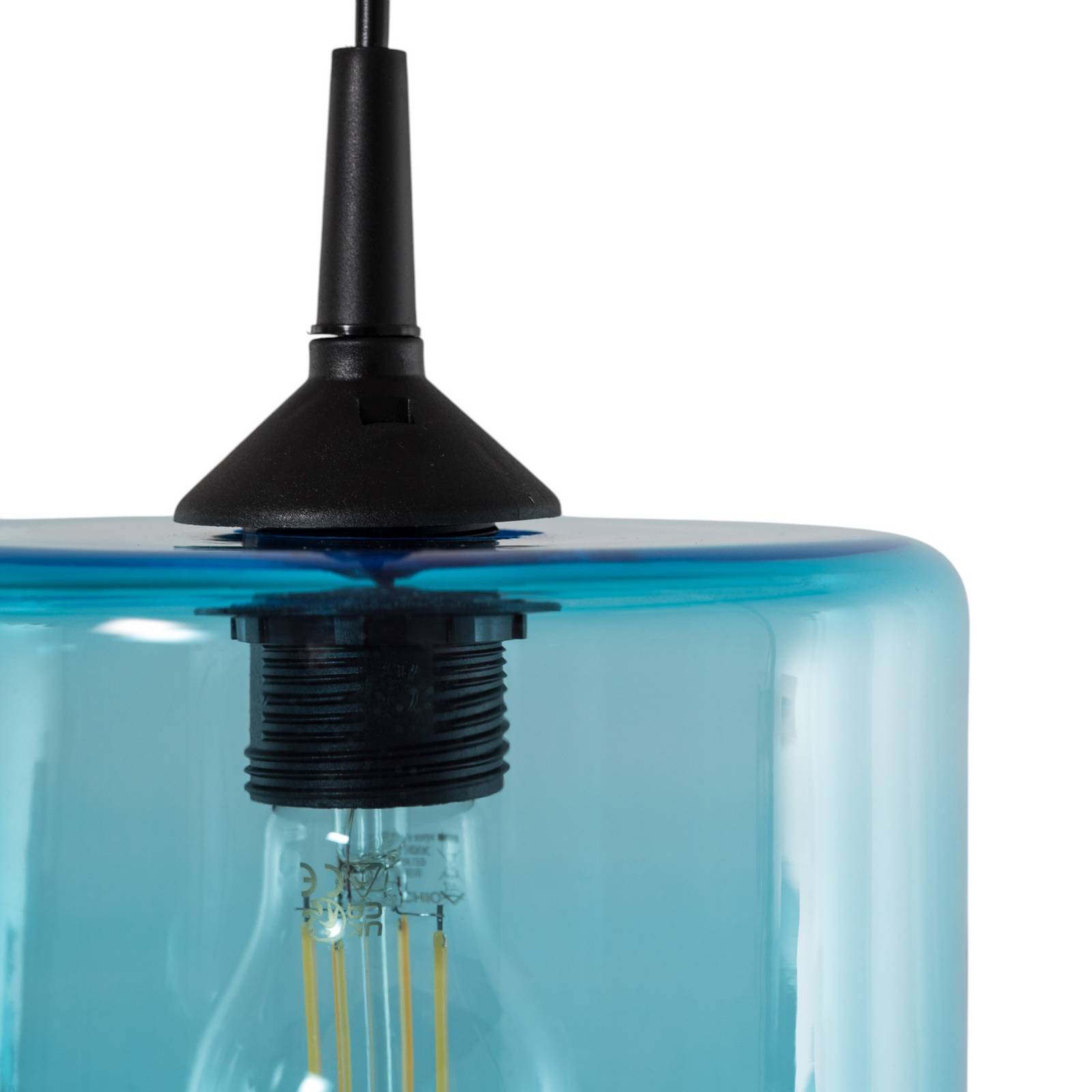 Szklana lampa wisząca Nesto, granatowa, Ø 18 cm, E27