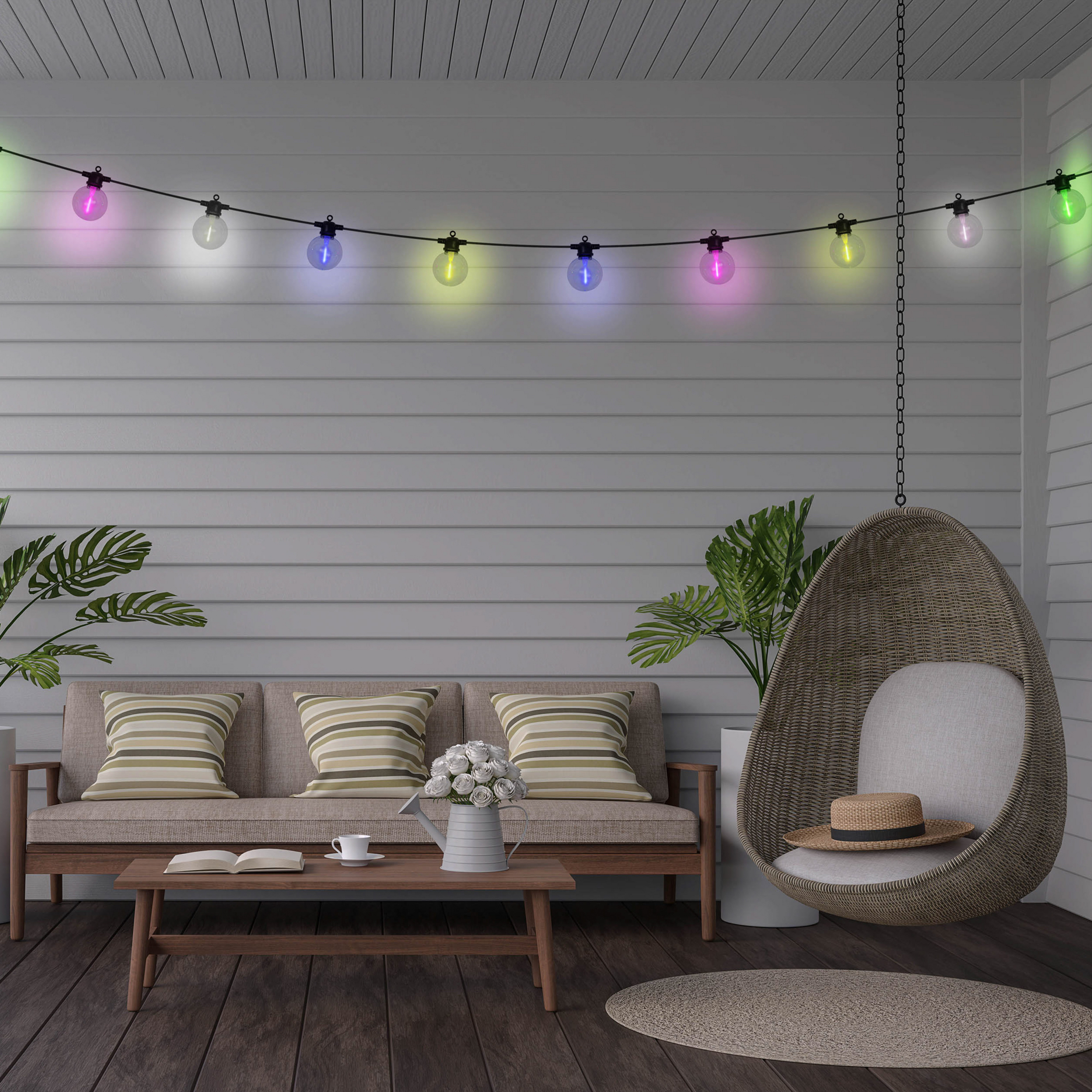 LED-Solar-Lichterkette CADENA, RGB, schwarz, 10-flg., 10 m