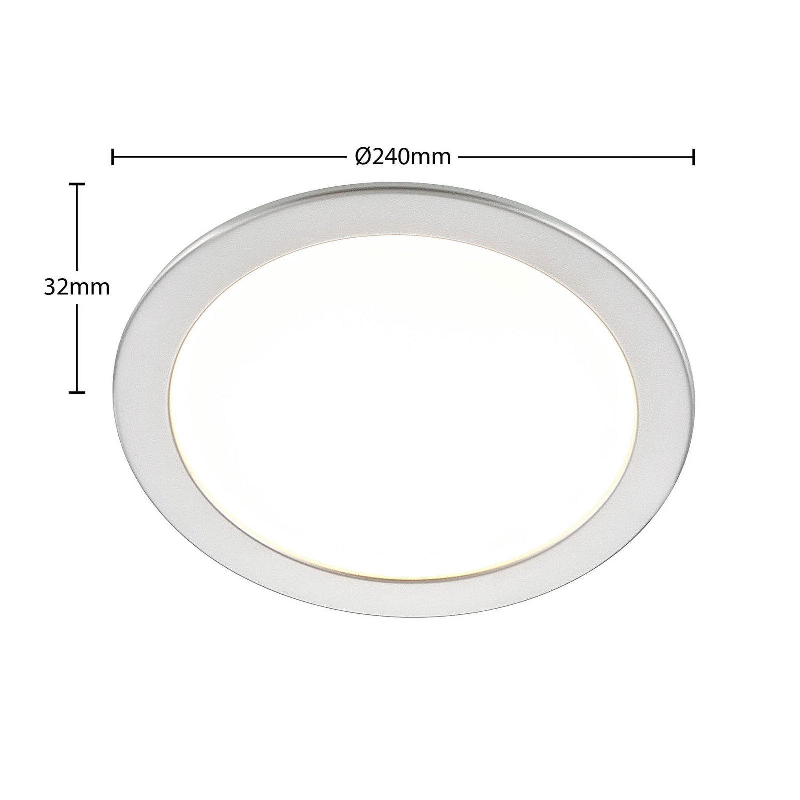 Prios Cadance LED-Einbaulampe, silber, 24 cm