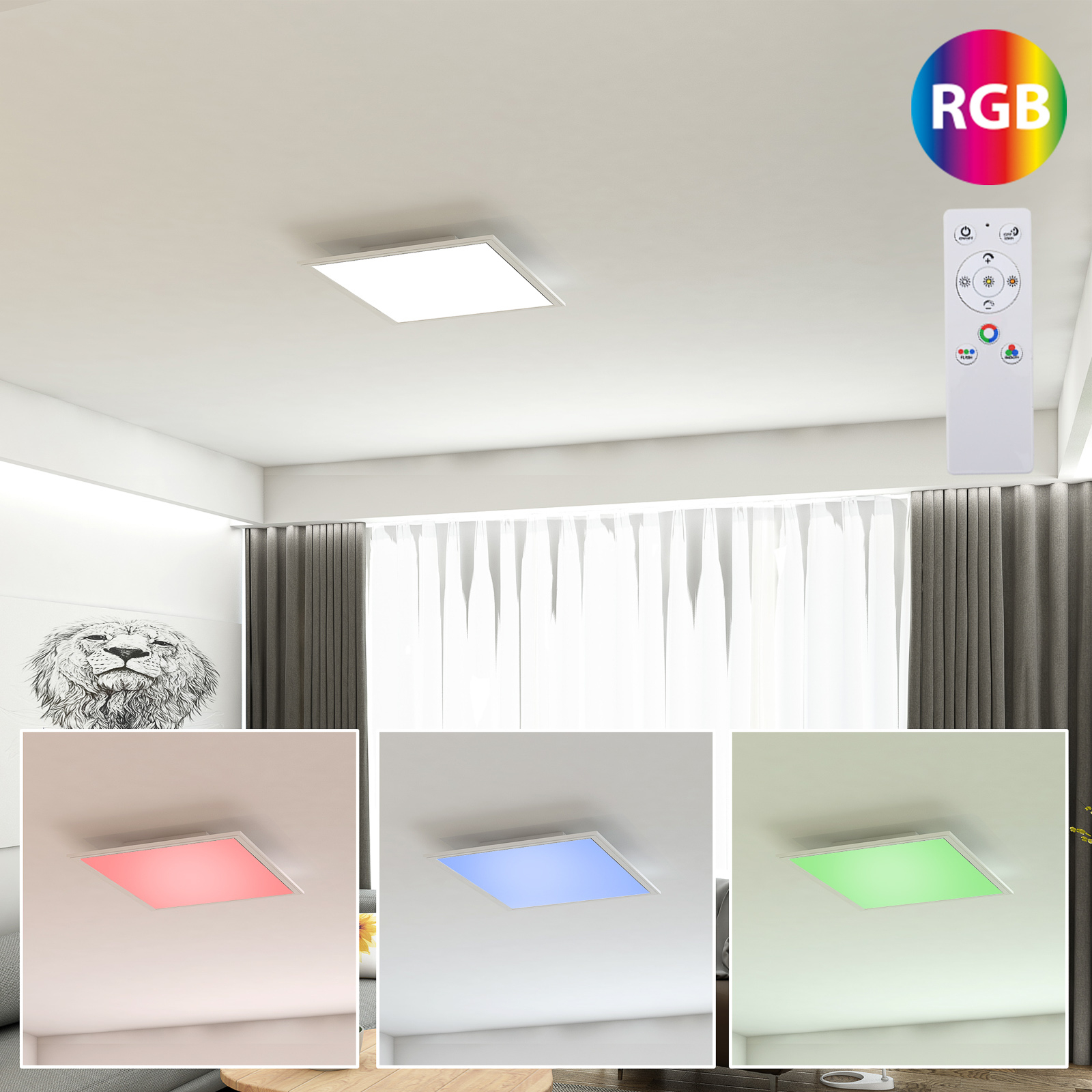 Briloner Leuchten LED Ceiling lamp Panel Adjustable Colours 18 W dimmable Remote Control White 