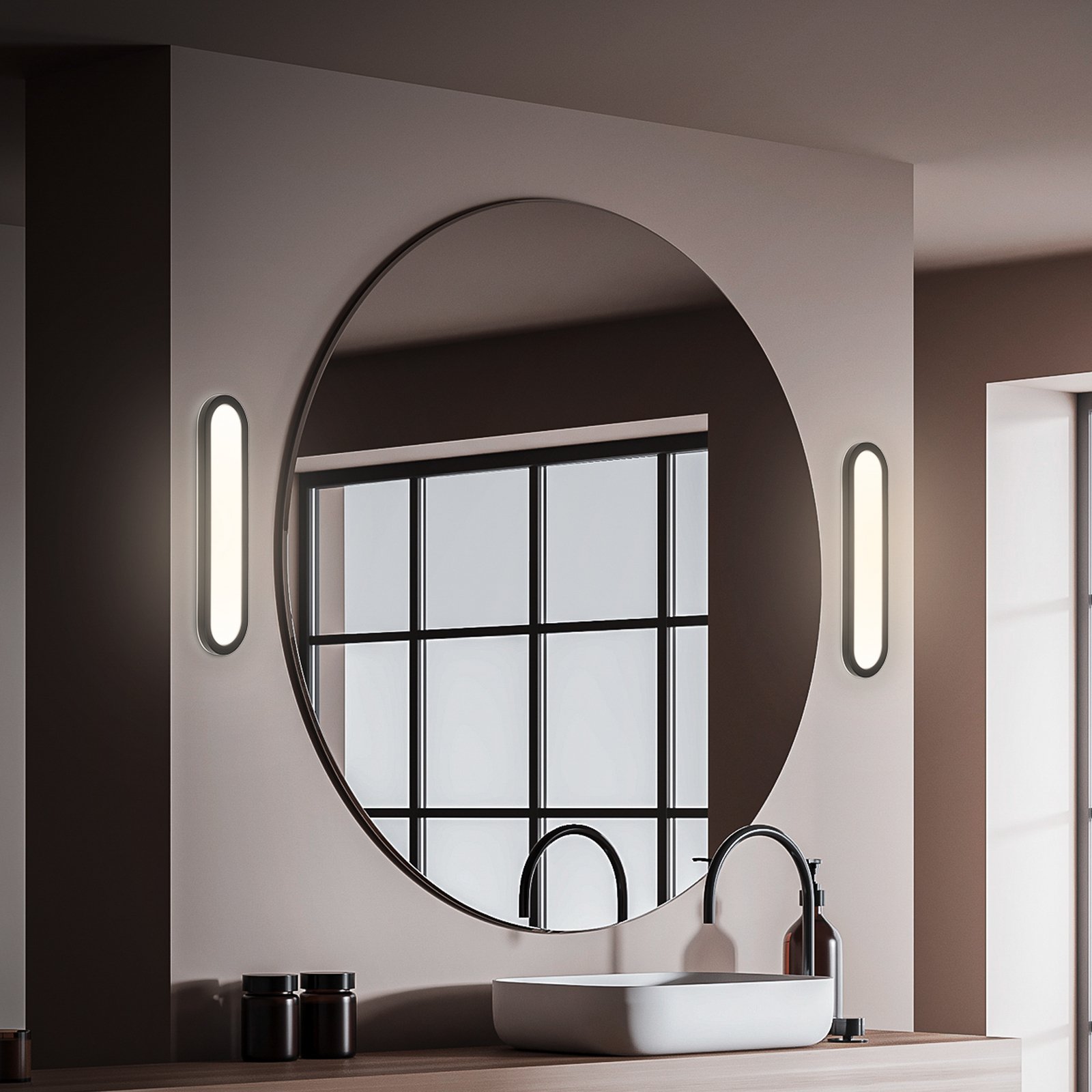 LED-vannitoa seinavalgusti Pil, must, laius 35 cm, plast