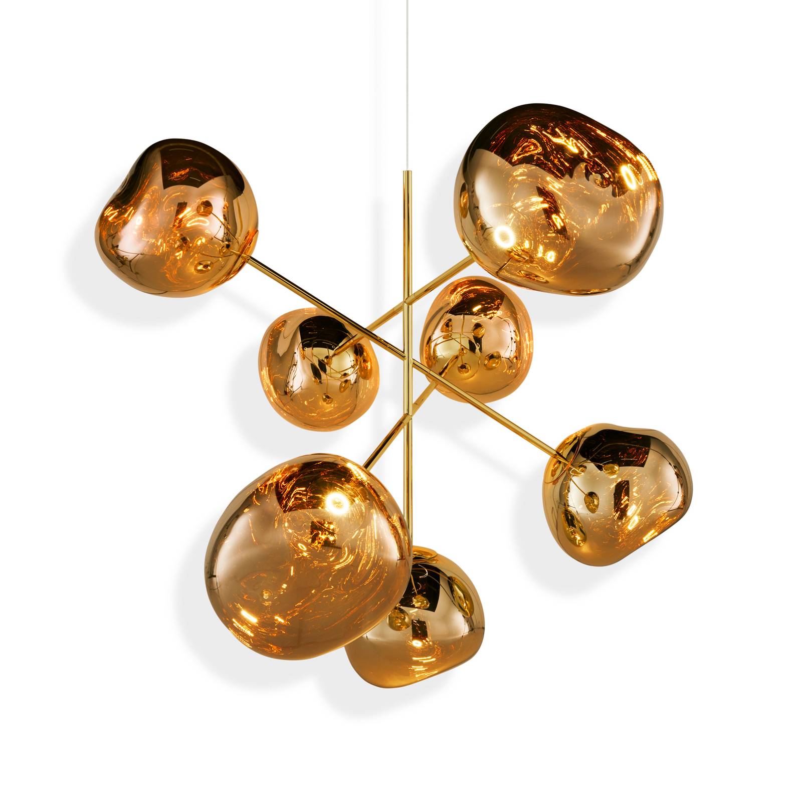 Tom Dixon Melt Large hanging light 7-bulb gold, for Living / Dining Room, polycarbonate, steel, 6 W, H: 164 cm