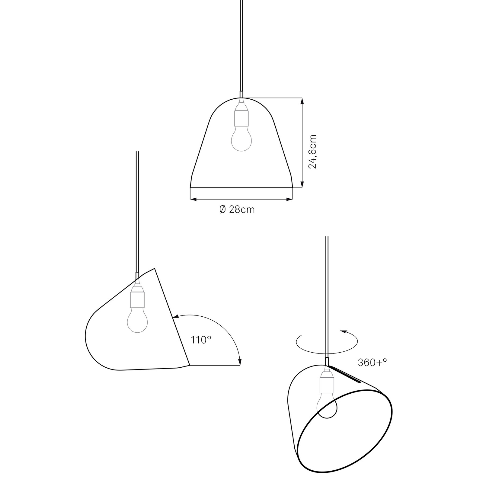 Nyta Tilt hanglamp, kabel 3m grijs, grijs