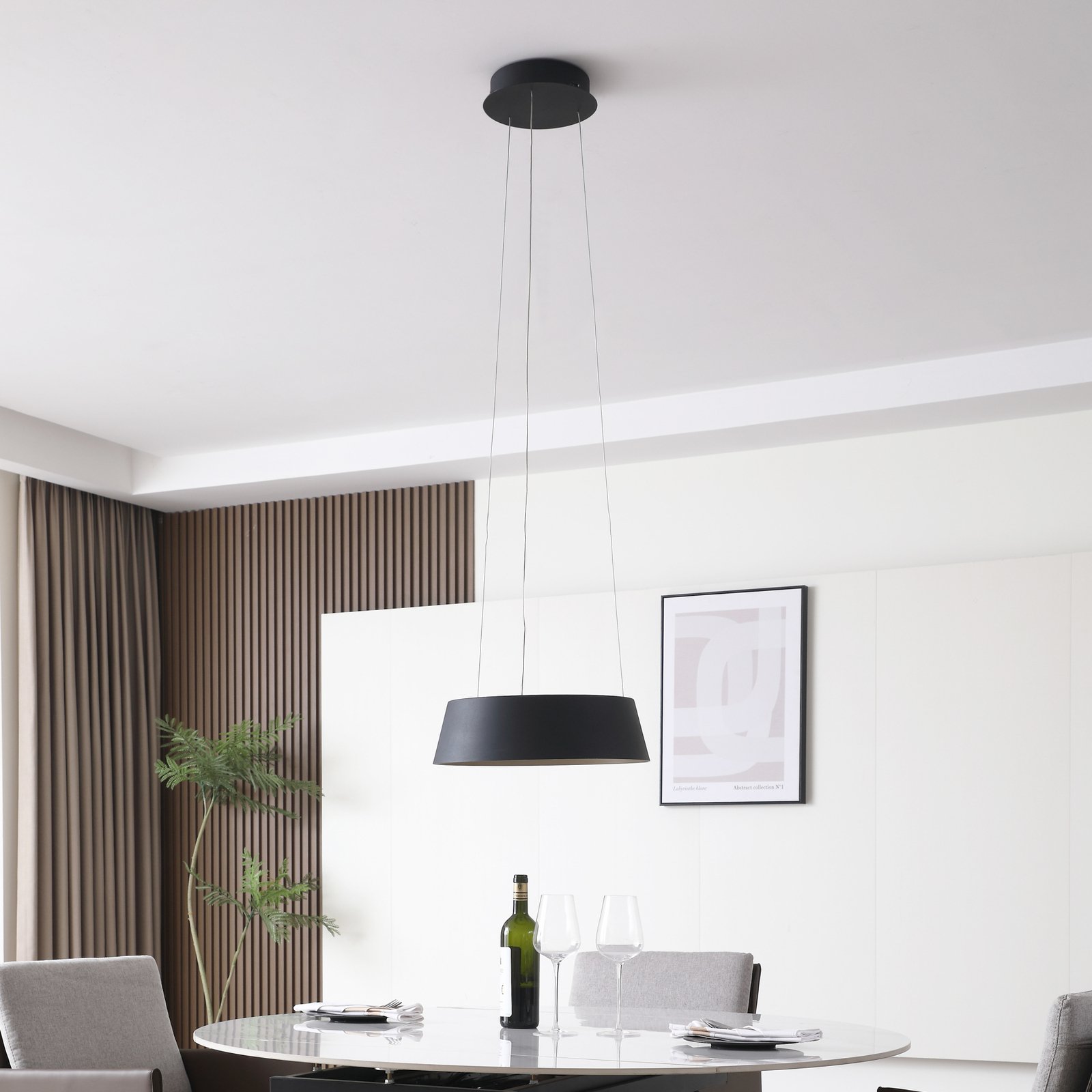 Lucande LED pendant light Belsar, black, aluminium, CCT