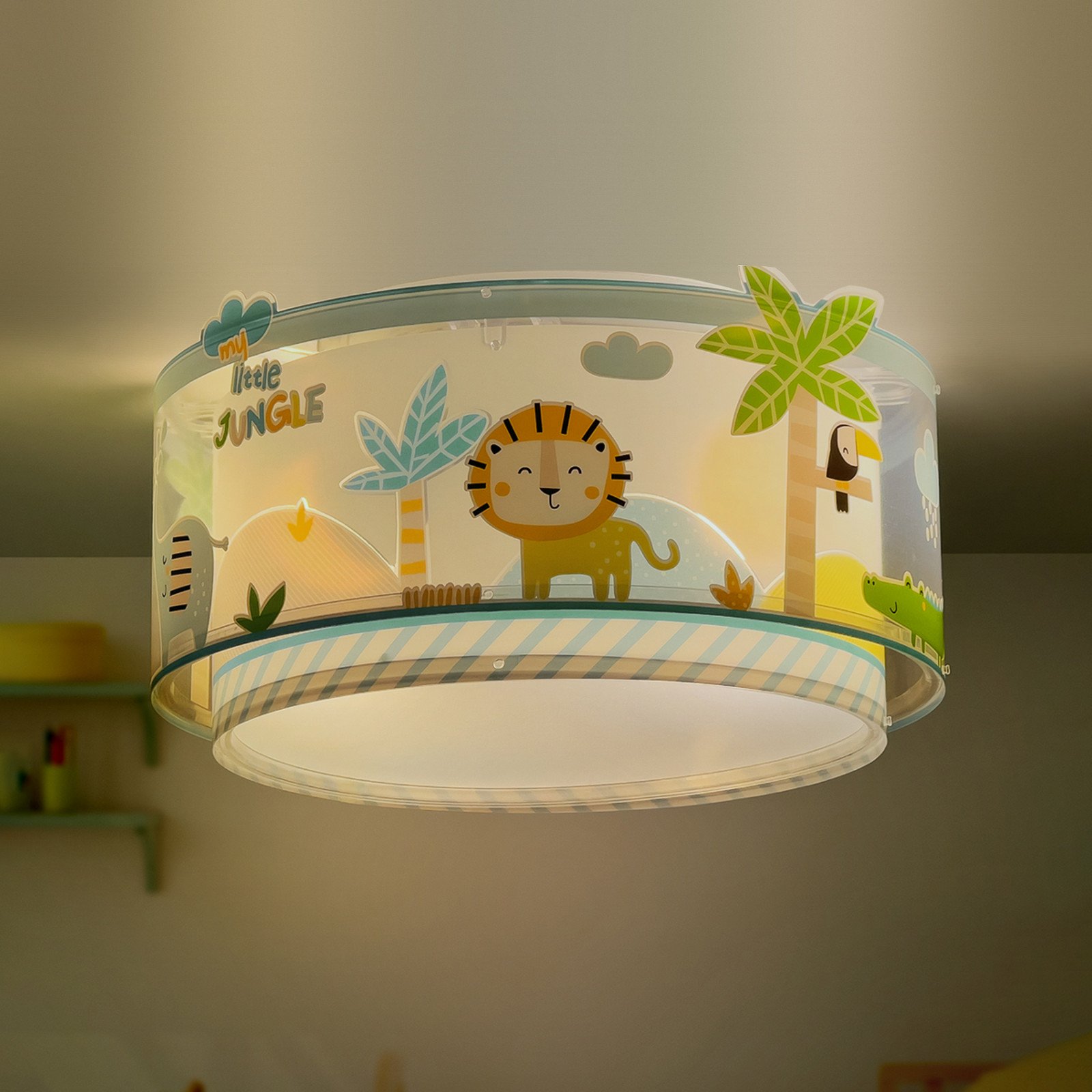 Dalber Little Jungle plafonieră motive junglă - Camera copiilor - alb galben verde - Plastic