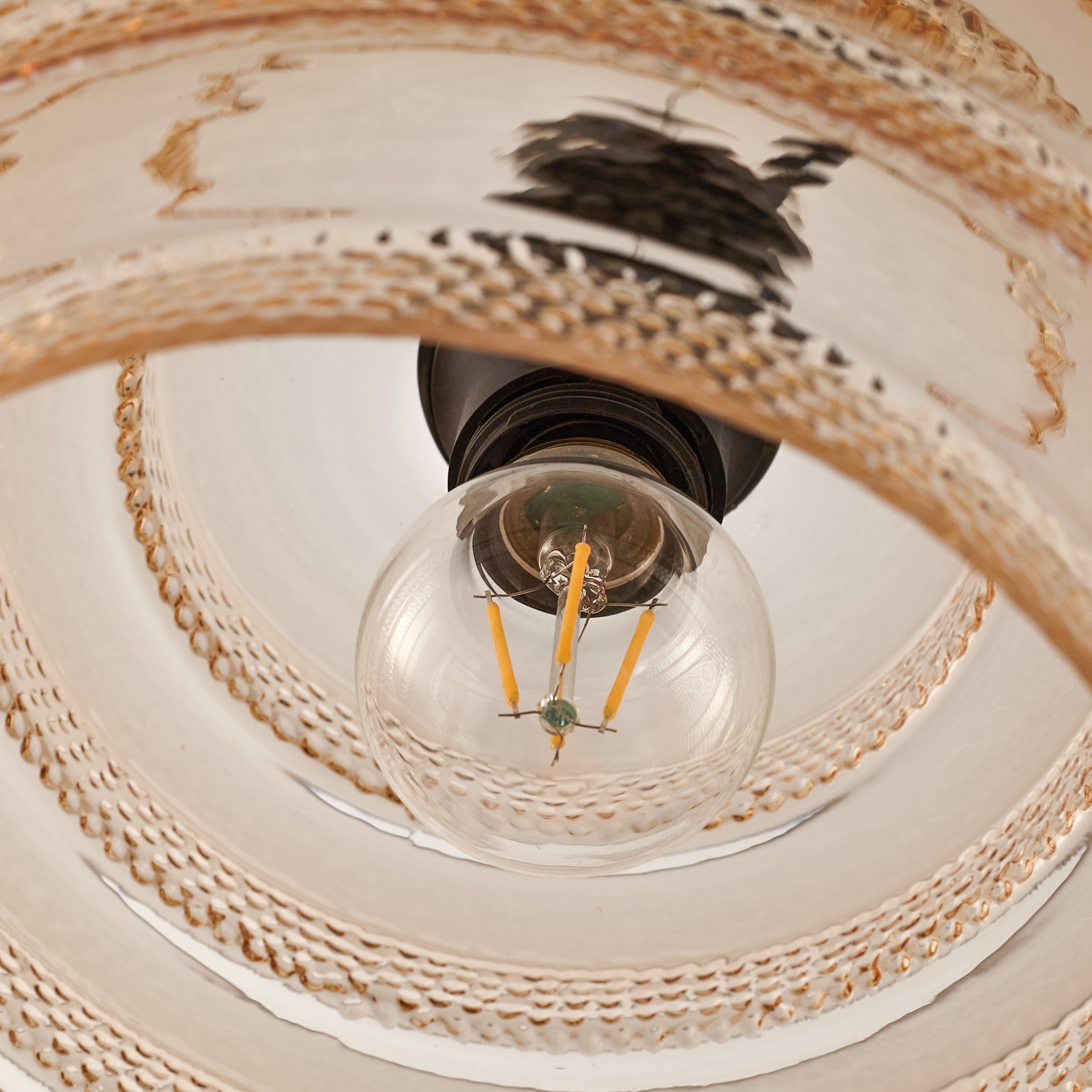 Lindby Pendelleuchte Orliana, Ø 35 cm, amber, Glas