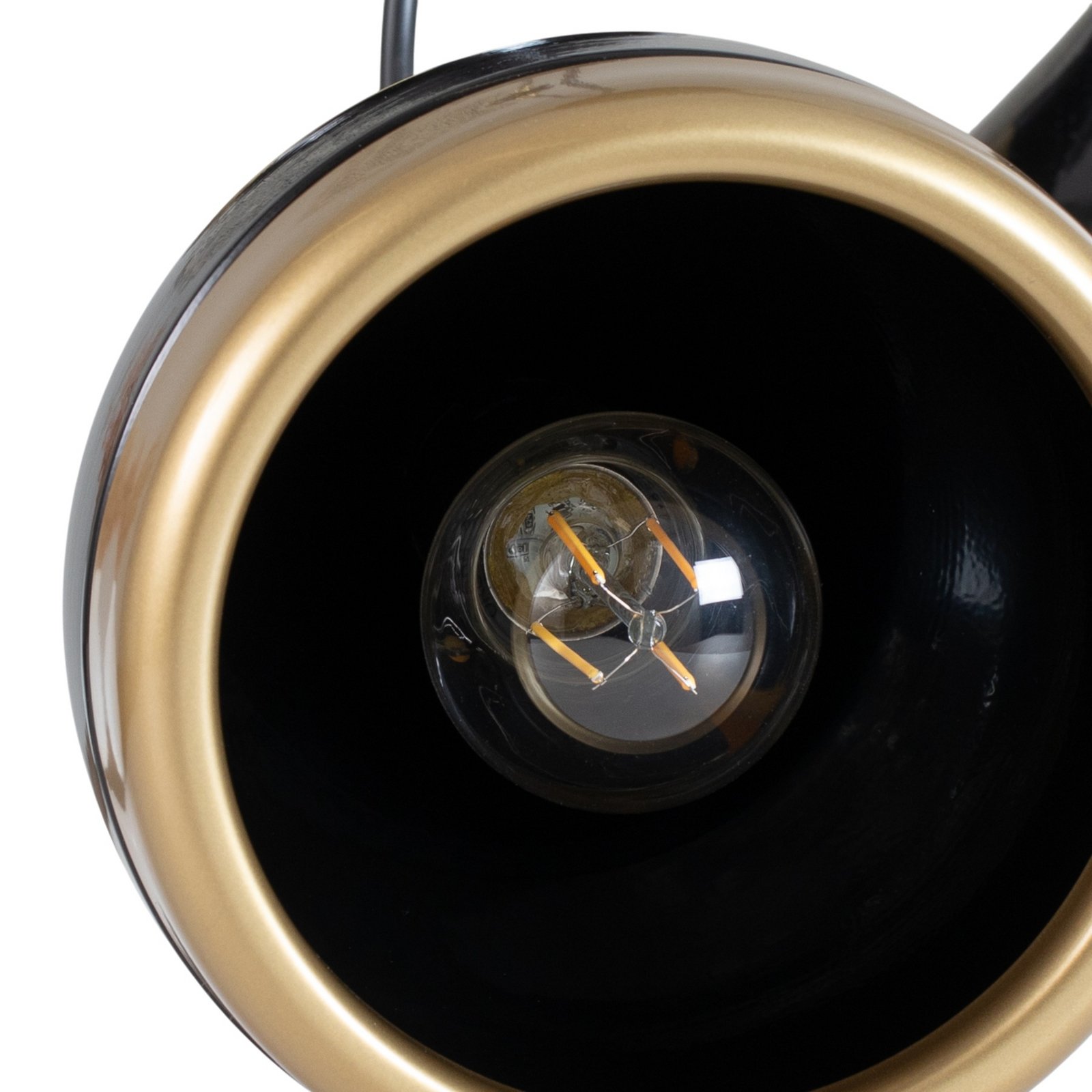 Hengelampe Yildo, 3 lyskilder, svart/gull, rund, Ø37 cm