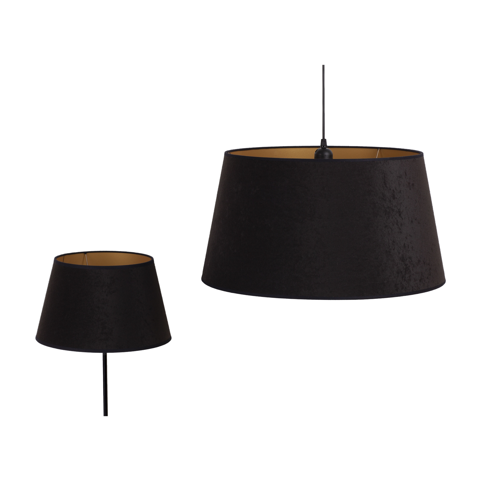Lampenschirm Cone Höhe 18 cm, schwarz/gold