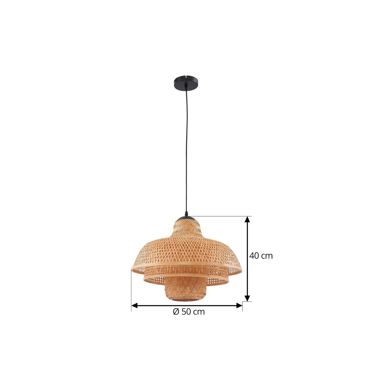 Lucande pendant light Rasmina, bamboo, Ø 50 cm, 1-bulb