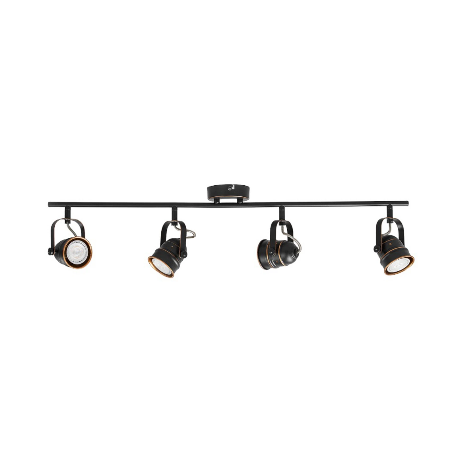 Spot de plafon Lindby Leonor, 4 becuri, negru, metal, 78 cm