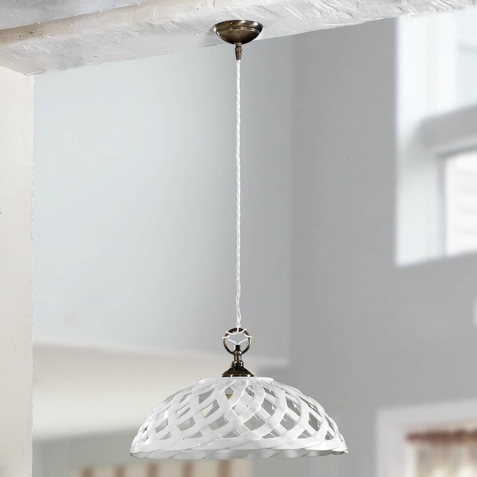 Biała ceramiczna lampa wisząca Emanuel Ø 42 cm