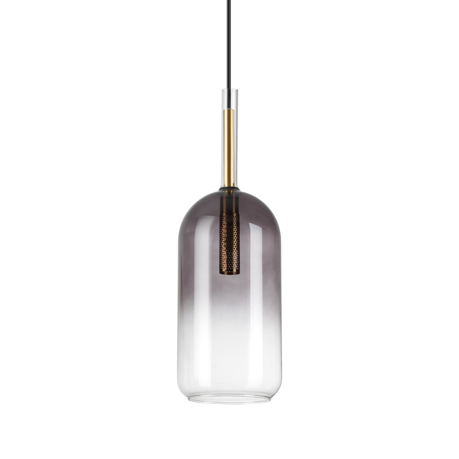 Ideal Lux Empire Cilindro pendant light, clear/smoke grey glass