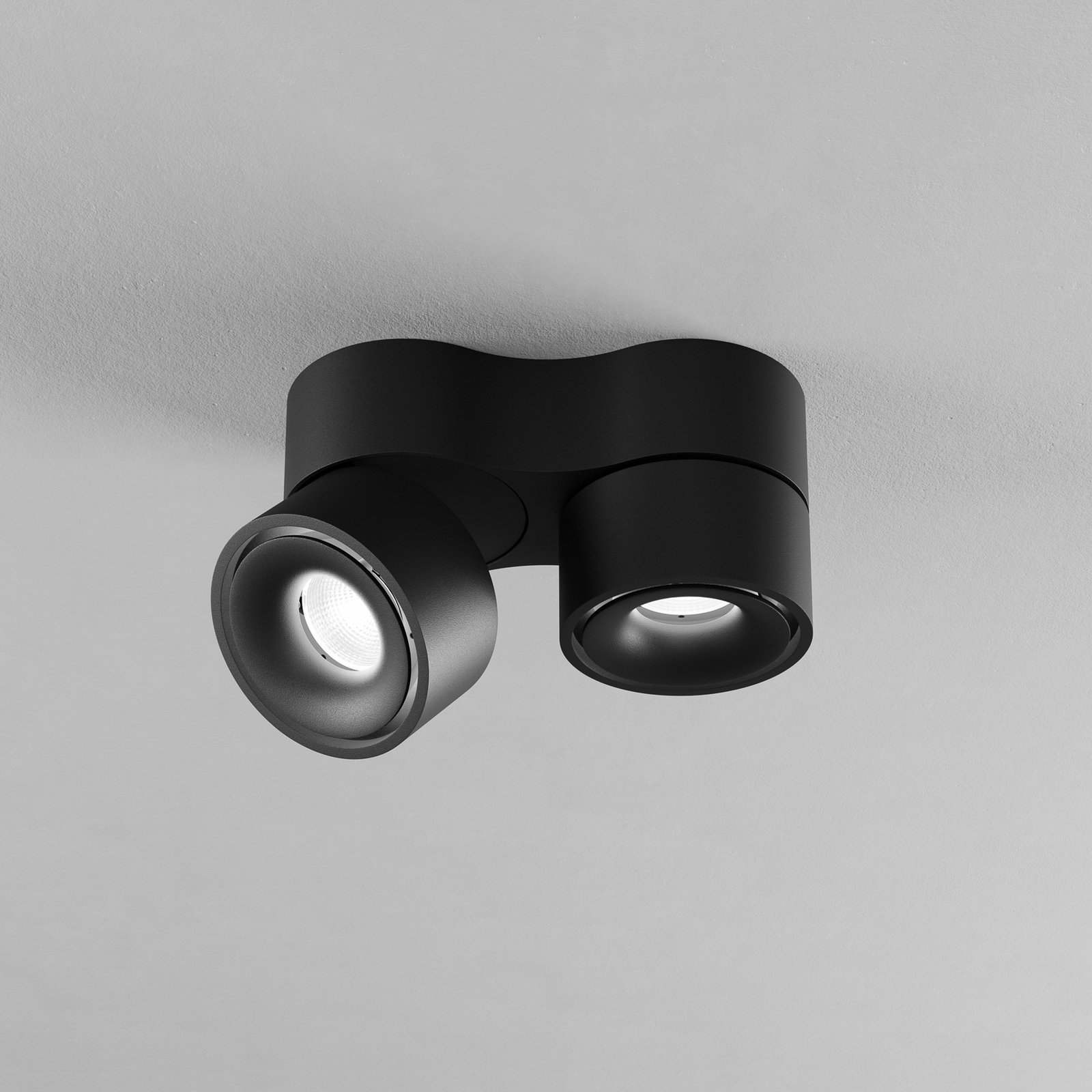 Egger Faretto da soffitto Clippo Duo nero/nero DALI DTW 2 luci