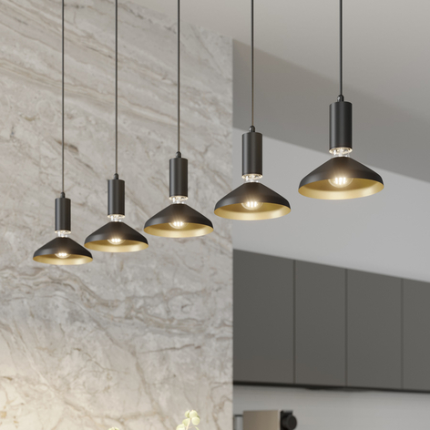 Arcchio Jaika hanglamp, 5-lamps, zwart