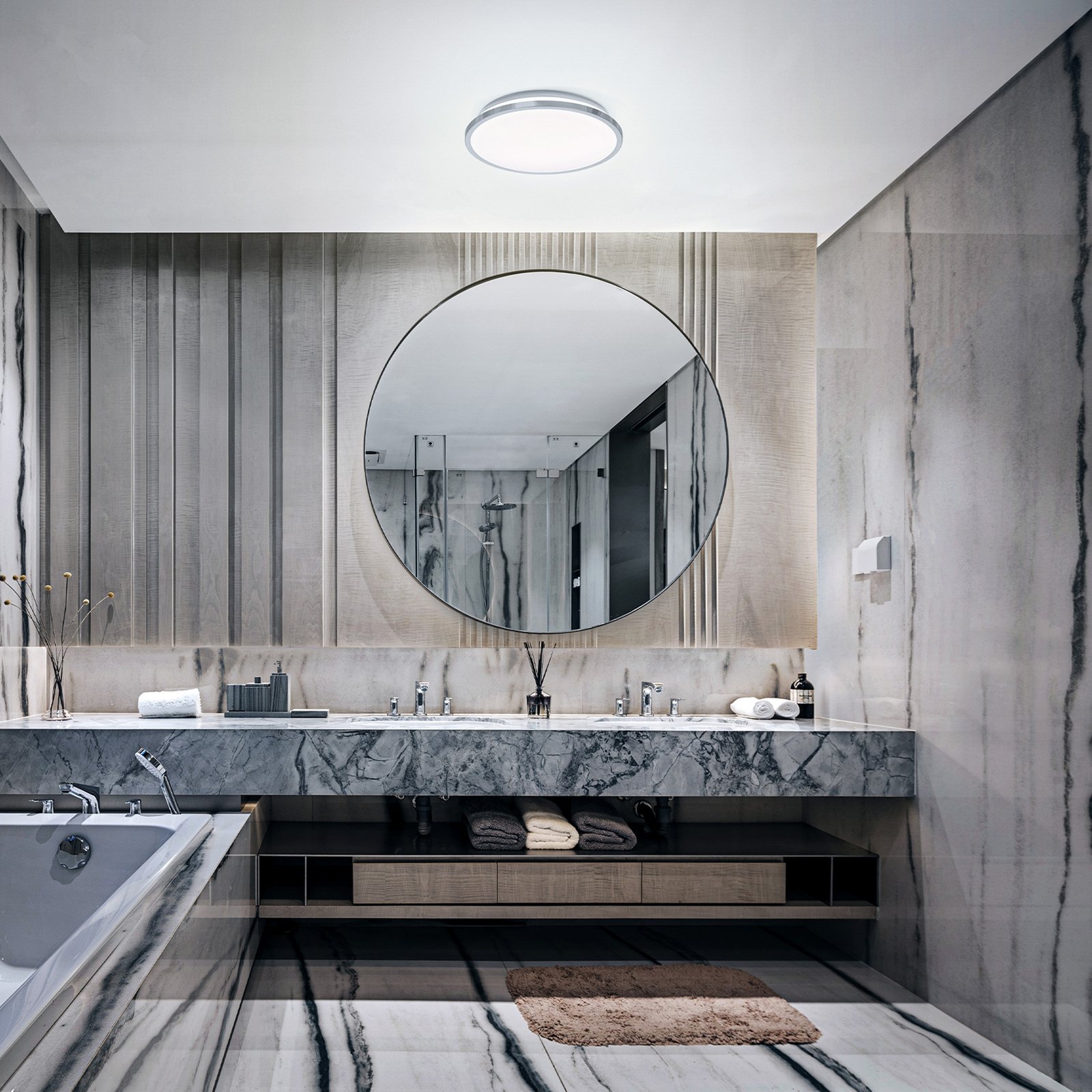 Plafonnier LED OSRAM BATHROOM, chrome, Ø 30 cm, IP44, CCT Plafonnier LED OSRAM BATHROOM, chrome, Ø 30 cm, IP44, CCT