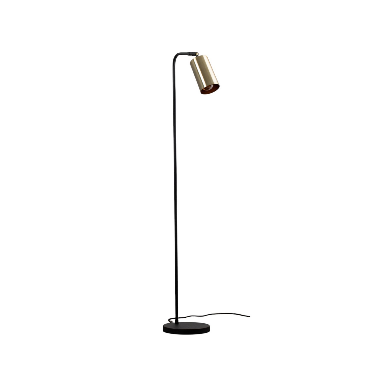 Lampe sur pied Emek 4081, noir, abat-jour or antique