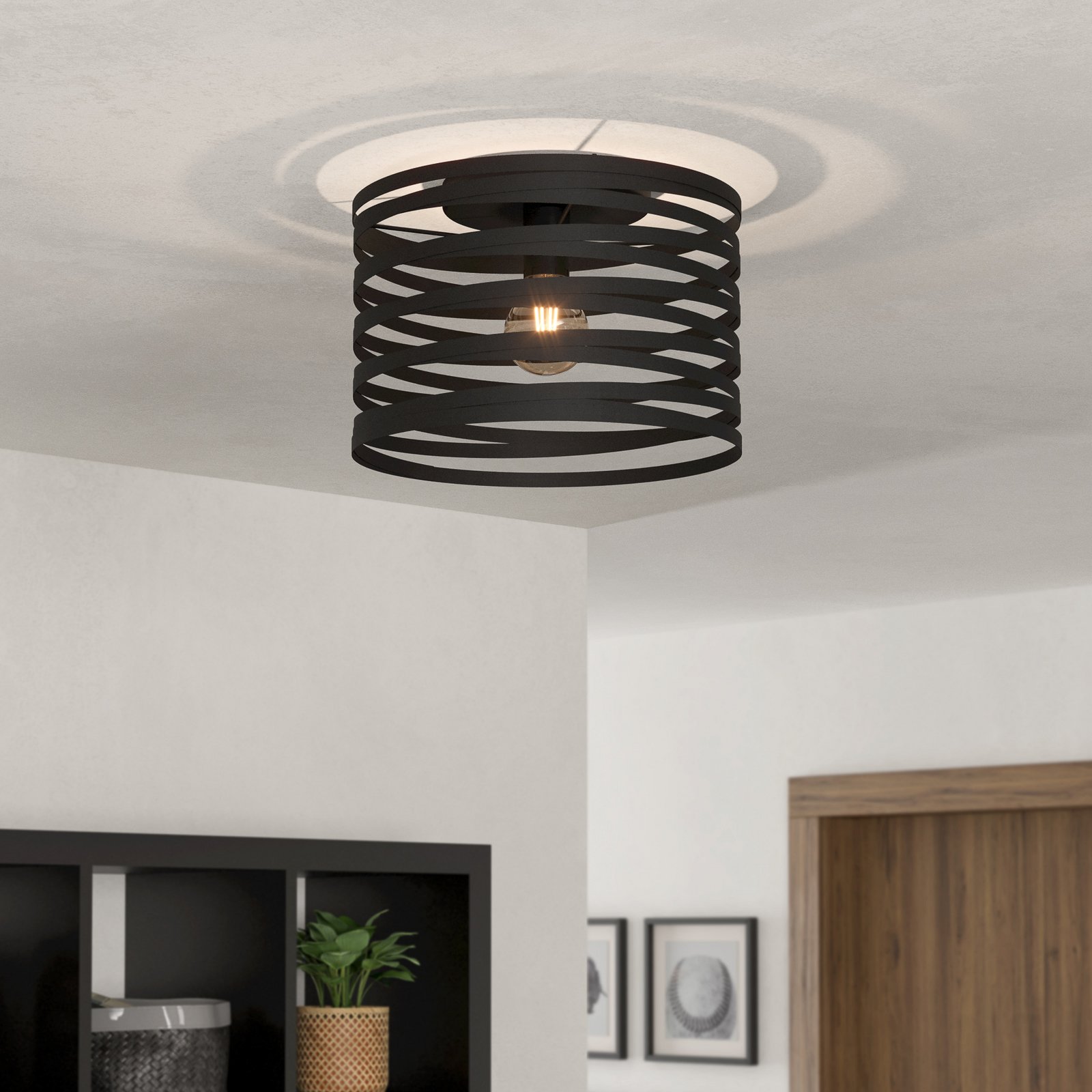 Plafón Cremella, Ø 37 cm, negro, acero