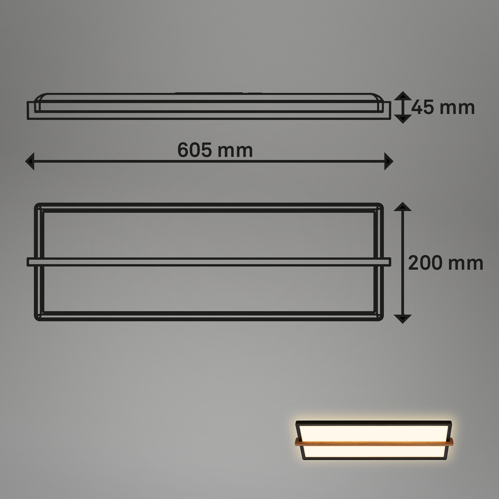 Remsa LED mennyezeti lámpa, 20x60,5 cm, műanyag, fekete